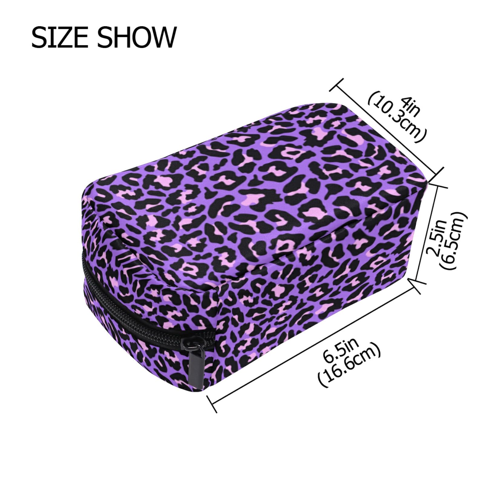 MNSRUU Small Cosmetic Bag for Women & Girls - Neon Purple Pink Leopard Makeup Organizer with Multiple Compartments | Travel Toiletry Case for Vacation, Gym, and Daily Essentials Storage