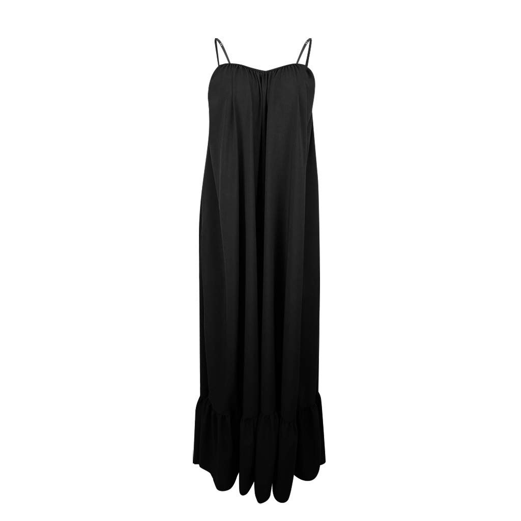 NaRHbrg Plus Size Women's Casual Loose Sundress - Long Sleeveless Maxi Dress with Pockets for Summer Beach Vacation, Outdoor Picnic & Boho Style Outfits