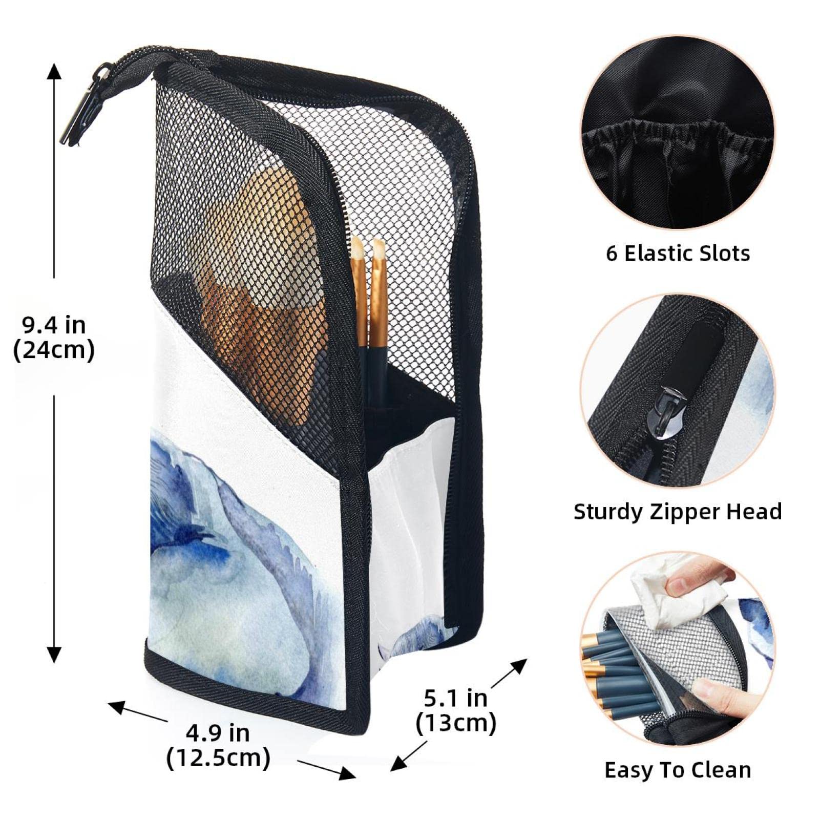 Portable Makeup Brush Organizer Bag with 12 Brushes - Elephant Love Design for Mom - Travel-Friendly Cosmetic Brush Holder Set - Perfect for Home, Travel & Professional Makeup Artists