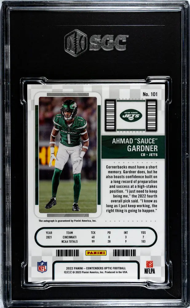 2022 Panini Contenders Optic Ahmad Gardner Rookie Ticket Auto SGC 8.5 Graded Football Card - Perfect for Collectors, Sports Memorabilia & Fan Display