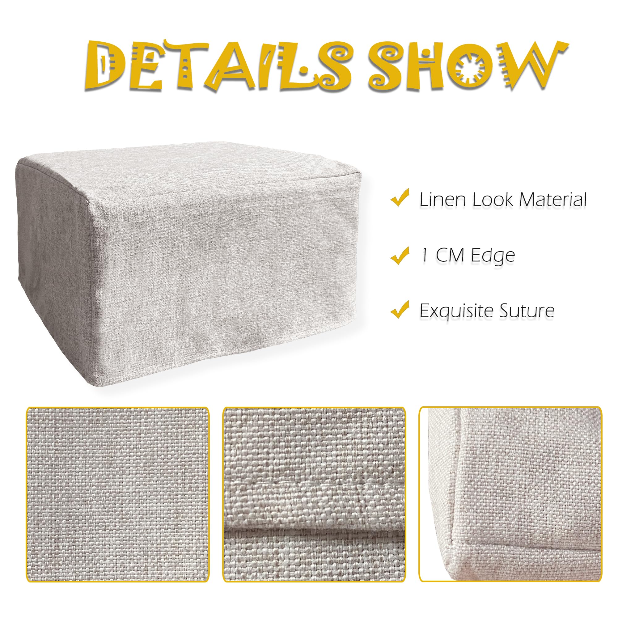 Dust Cover for HP DeskJet 2755e & 2752 Printers - Linen Look Antistatic Fabric Turntable Case, 18x14x6 Inches, Natural Burlap Home Decor | Perfect for Office, Studio & Craft Room Protection