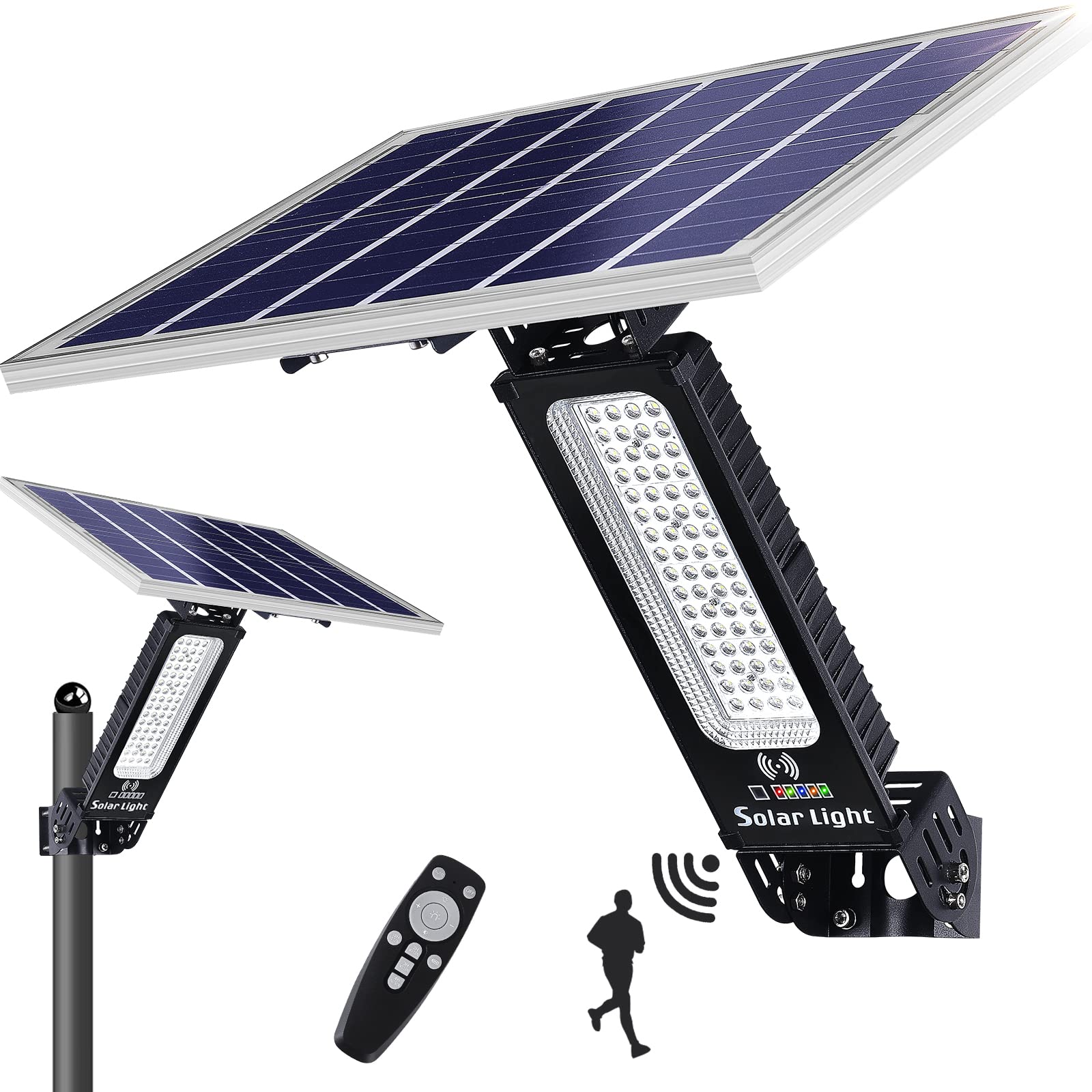 250W Solar Street Lights Outdoor with Motion Sensor - Dusk to Dawn Solar Security Flood Lights, IP66 Waterproof & Remote Control - Perfect for Parking Lots, Backyards, Driveways, Stadiums, Gardens, Pathways and Outdoor Areas