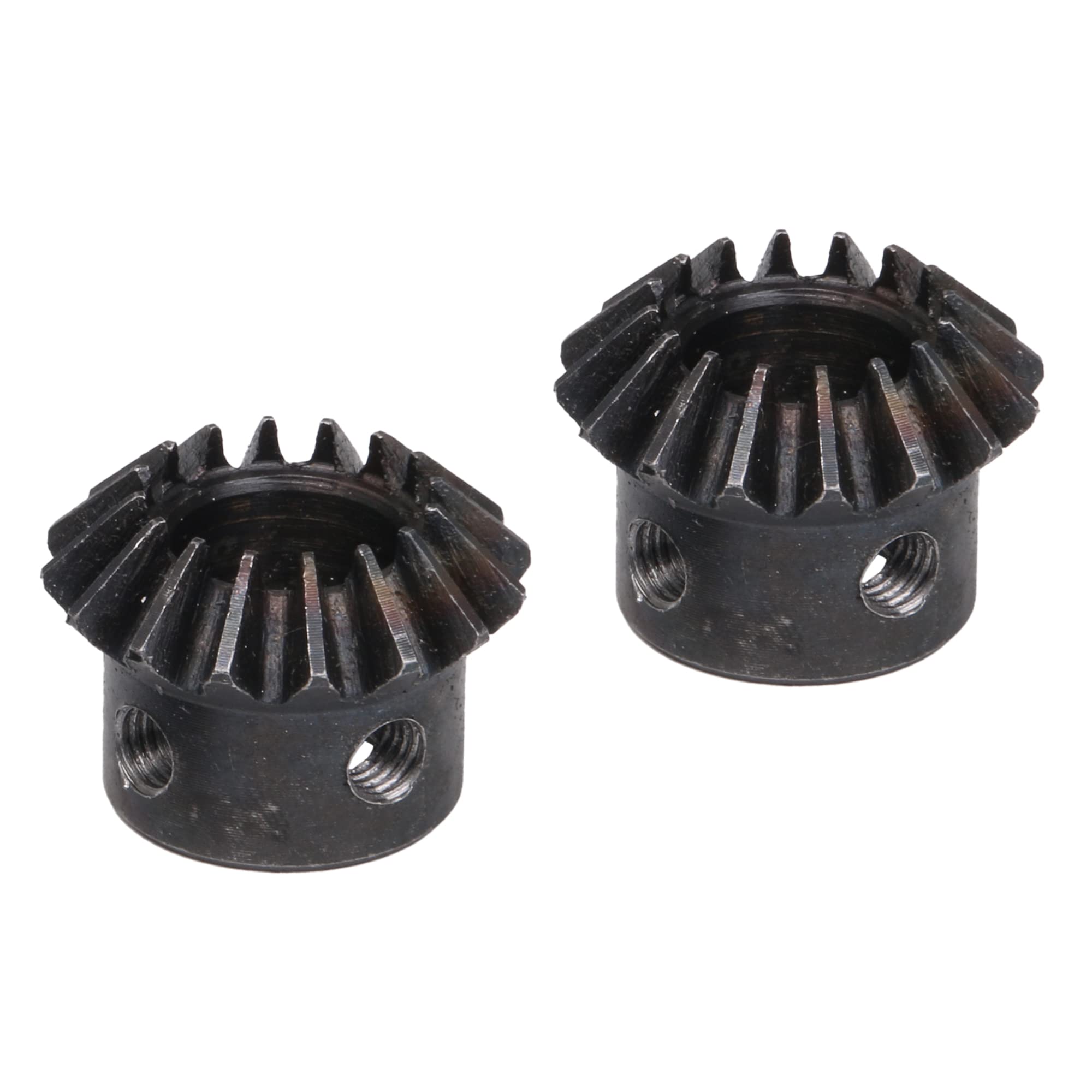 BQLZR 45# Steel Bevel Gear - 26mm Diameter, 18mm Height, 12mm Hole, 1.5 Module, 16 Teeth (Silver/Black) - 2 Pack - Perfect for RC Cars, Robotics, and DIY Mechanical Projects