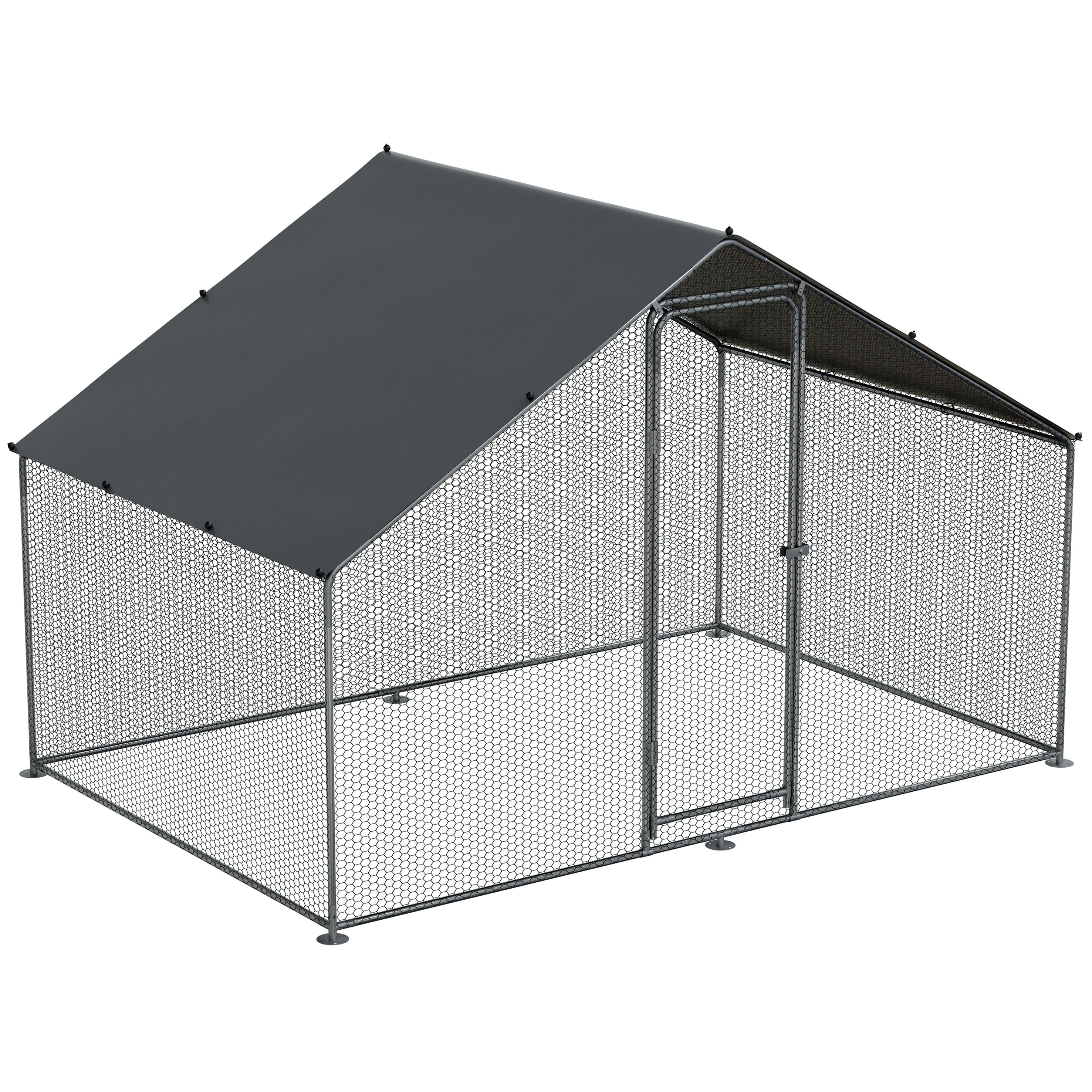 3x2x2m Galvanized Steel Walk-In Chicken Coop with Roof Cover & PVC Coated Wire - Secure Poultry Enclosure for Backyard Chickens, Ducks, and Small Animals | Ideal for Outdoor Farm, Garden, and Pet Protection