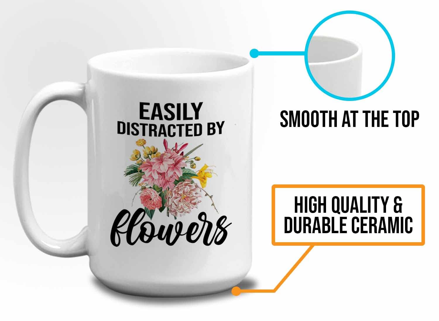 Bubble Hugs 15oz White Gardening Coffee Mug - Funny Gardener Gift for Plant Lovers - Perfect for Morning Coffee in the Garden or Office Desk Decor