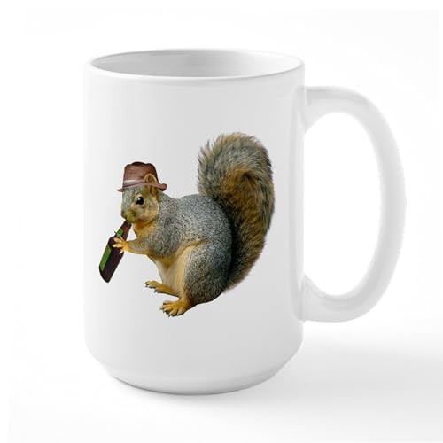 White - Squirrel Beer Hat Large Mug