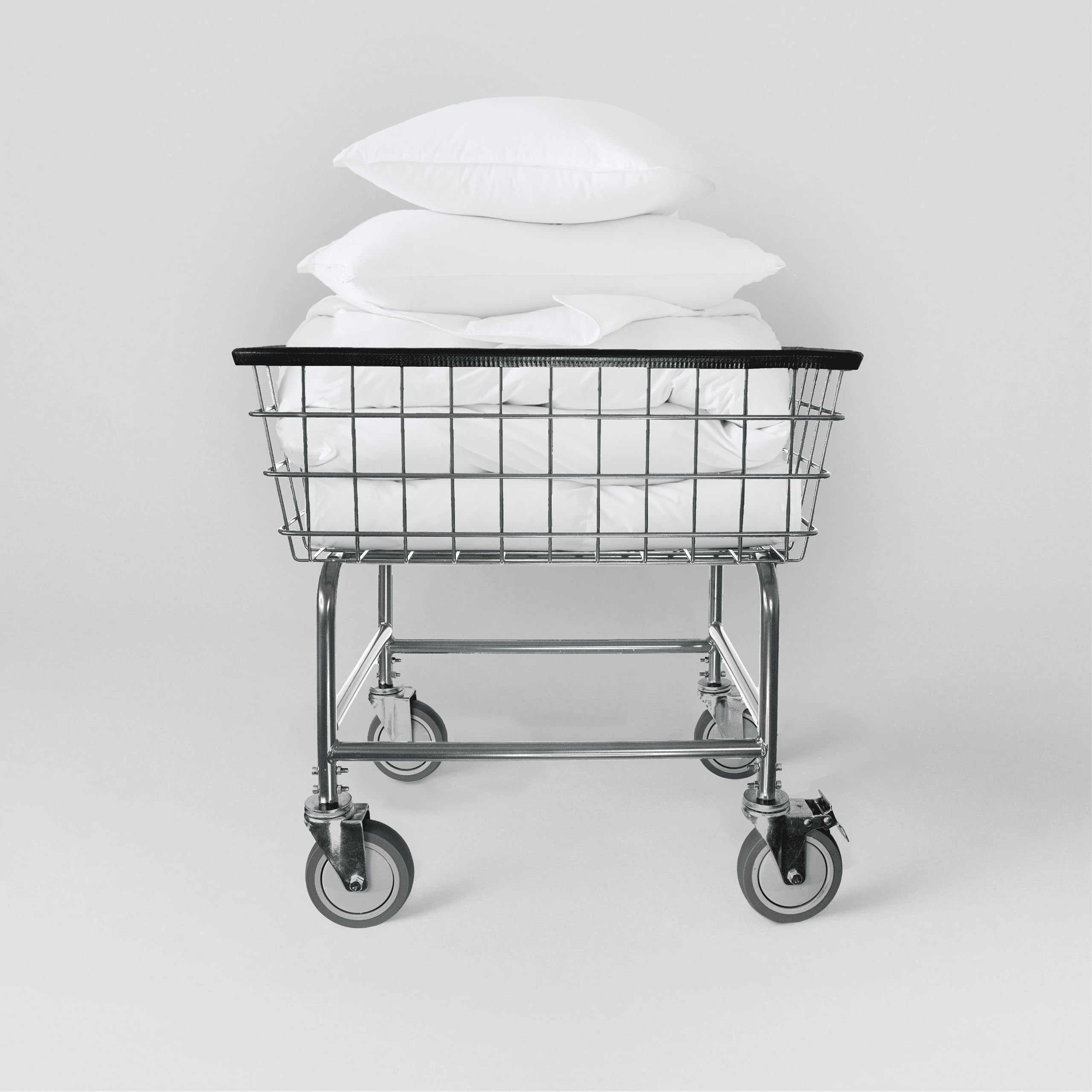 Commercial Laundry Cart with Removable Handle - Heavy Duty LVP Workhorse for Hotels, Hospitals & Laundromats (Black/Silver)