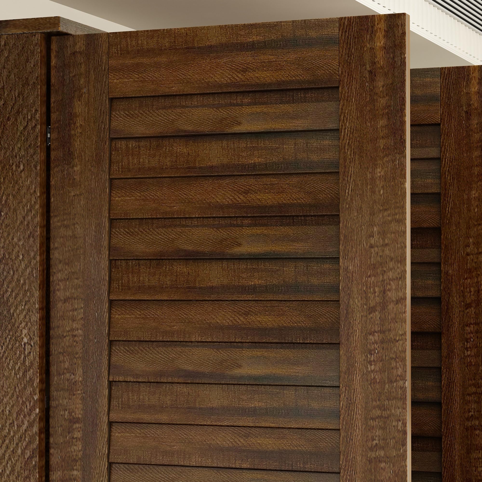 ECACAD Large Wooden Wardrobe Armoire with 5 Drawers, Multi-Tier Shelves & Hanging Rod - 4 Louver Door Closet Storage Cabinet for Bedroom (59.1”W x 19.1”D x 70.5”H) - Perfect for Organizing Clothes, Shoes & Accessories in Small Spaces