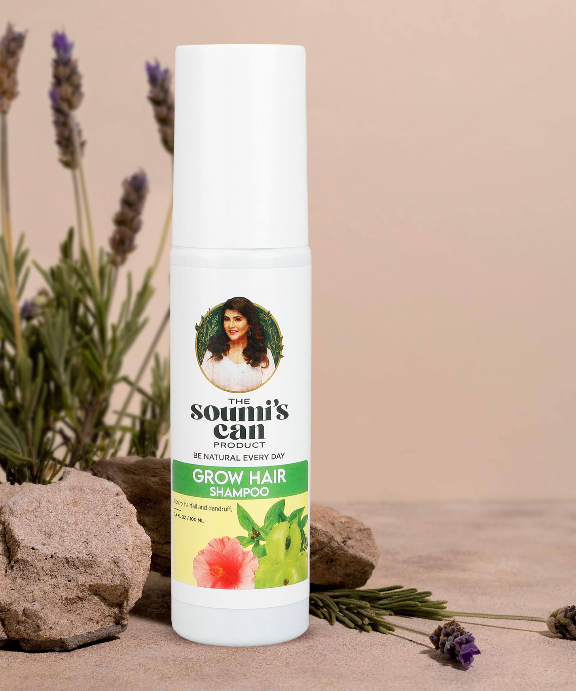 SOUMI'S CAN Grow Hair Shampoo with Tulsi, Amla & Hibiscus - Anti Hair Fall & Dandruff Control Shampoo - Volumizing & Nourishing Herbal Formula for Women & Men - 100ml (Pack of 2) - Perfect for Daily Hair Care & Scalp Health