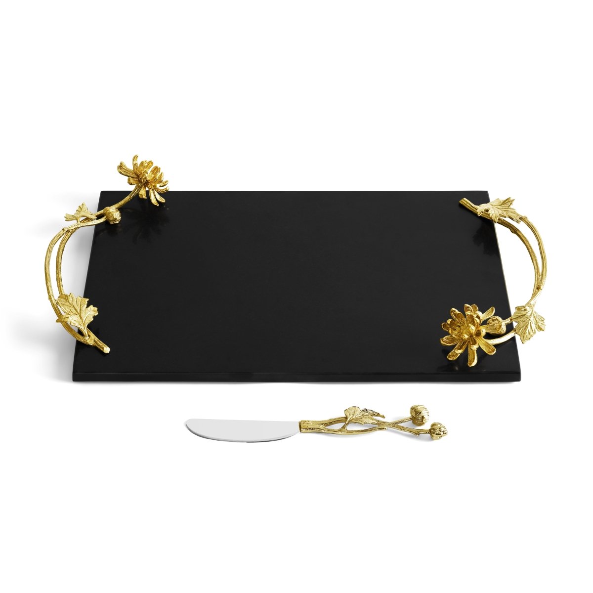 Premium Dahlia Cheese Board Set with Knife - Elegant Serving Tray for Cheese, Charcuterie & Appetizers - Perfect for Dinner Parties, Wine Tasting & Entertaining Guests