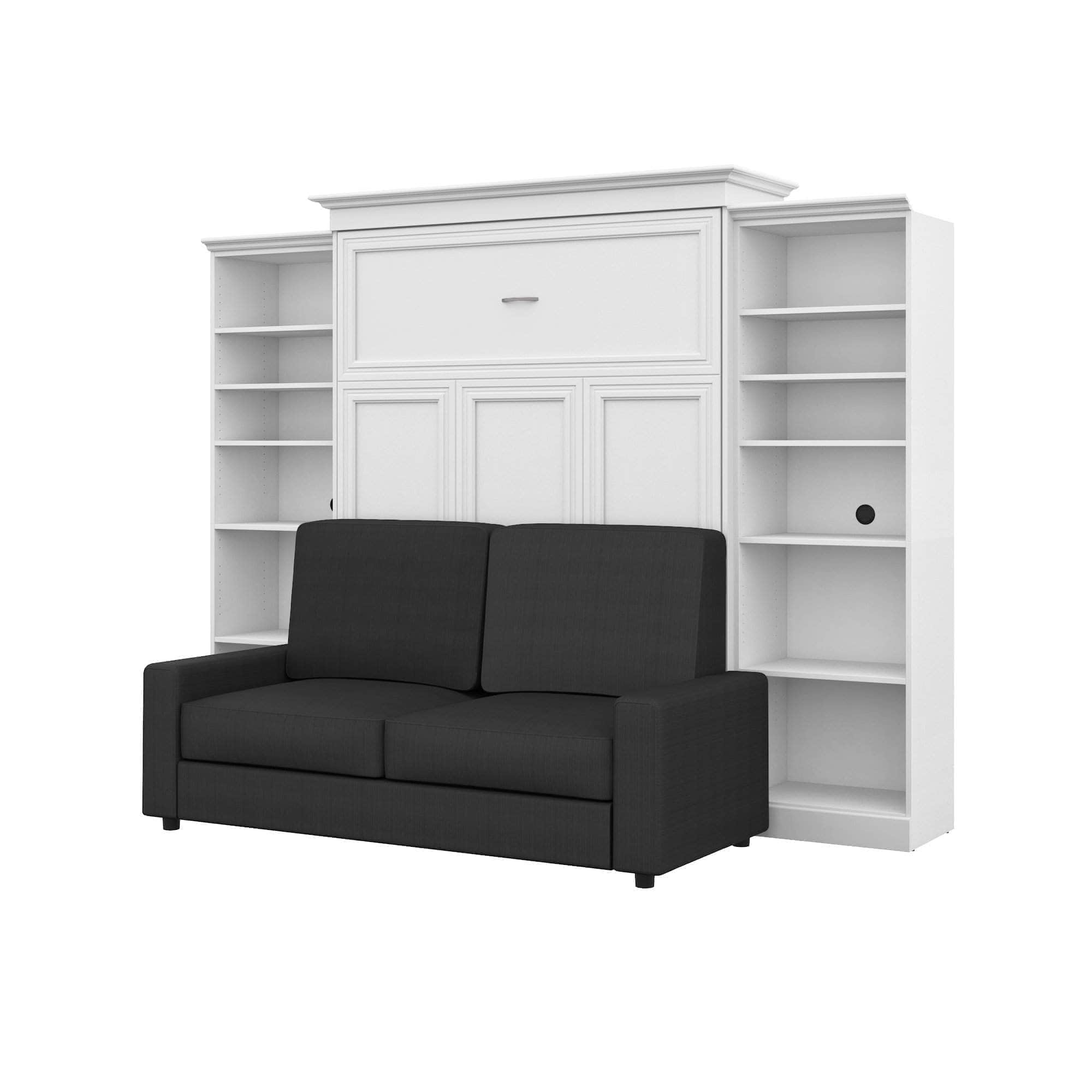 Space-Saving Queen Murphy Wall Bed with 2 Storage Units & Convertible Sofa (115