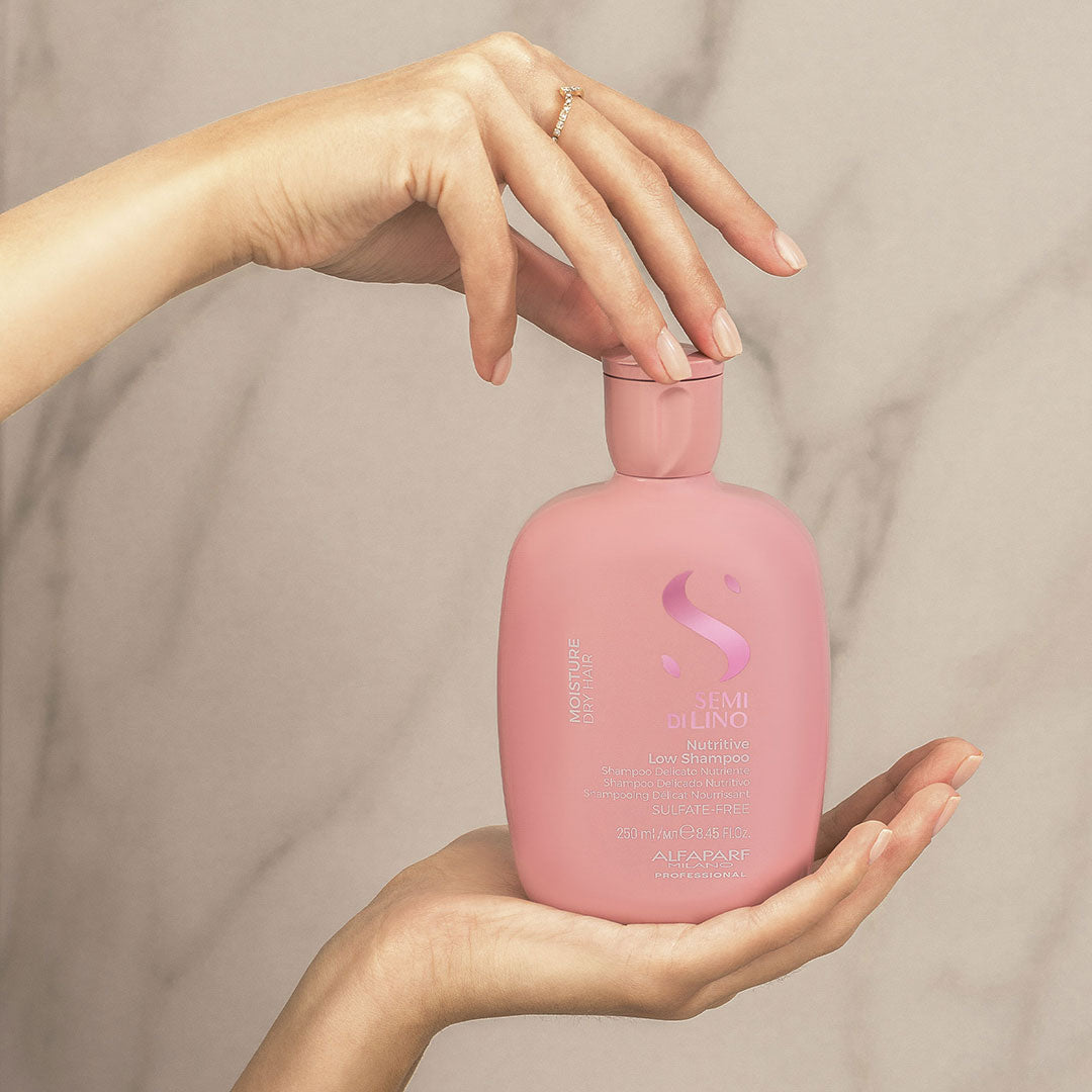 Alfaparf Milano Semi Di Lino Moisture Nutritive Low Shampoo 250ml - Hydrating & Nourishing Hair Care for Dry, Damaged Hair - Perfect for Daily Use at Home or Salon