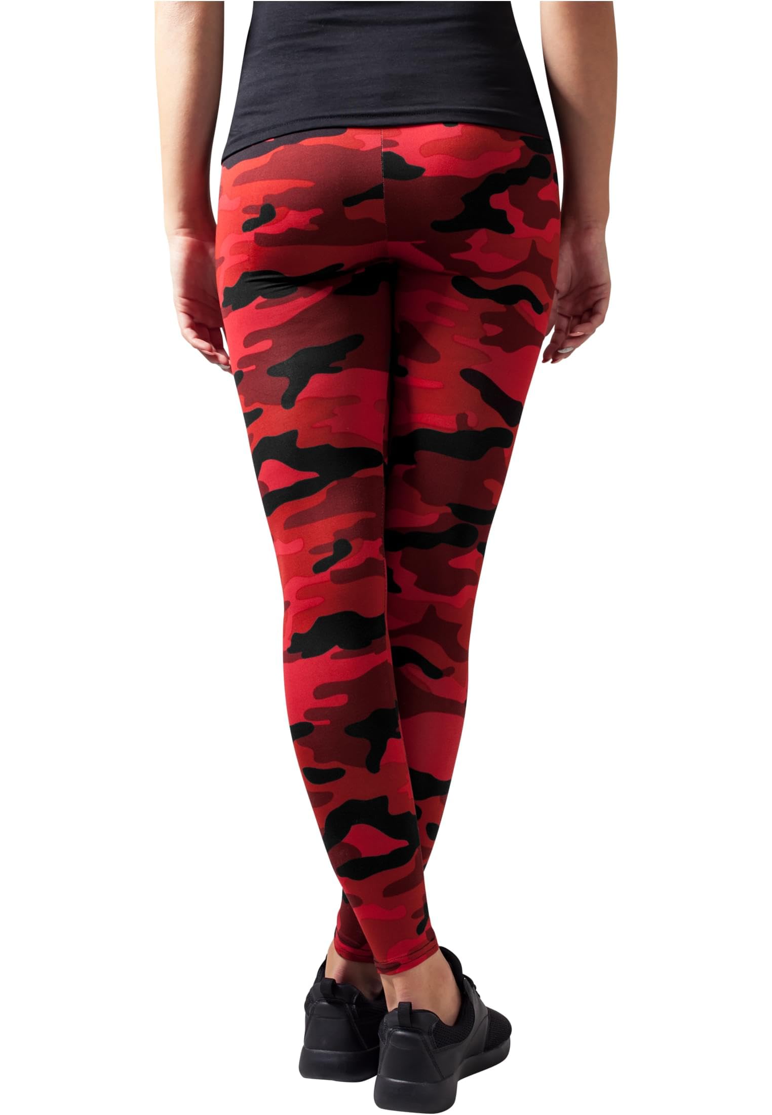 Women's Red Camo Leggings - High Waisted Yoga Pants with Pockets, Stretchy Workout Tights for Running, Gym & Outdoor Activities