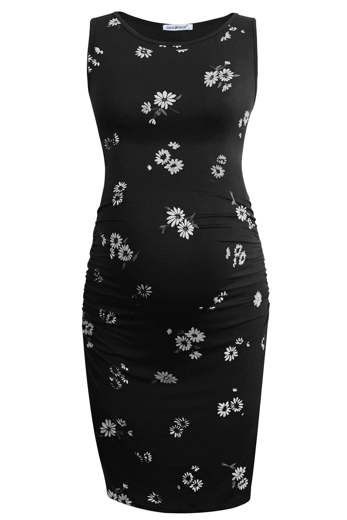 Smallshow Women's Sleeveless Maternity Dress - Ruched Pregnancy Clothes for Summer, Nursing & Breastfeeding - Perfect for Baby Shower, Maternity Photos & Everyday Wear