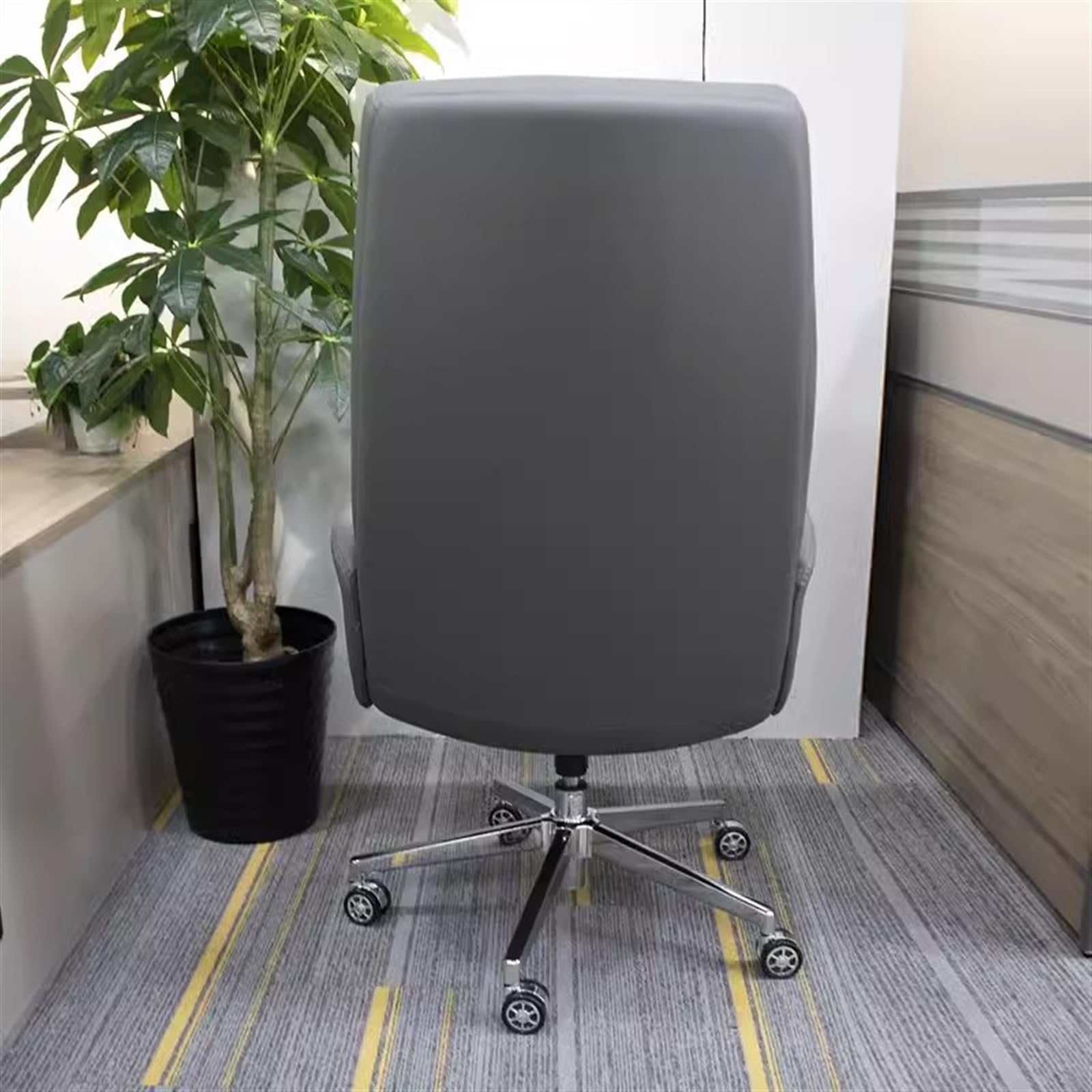 Ergonomic Office Chair - Grey PU Leather High Back Desk Chair with Adjustable Height, Lumbar Support & 360° Swivel - Perfect for Home Office, Gaming & Workspaces