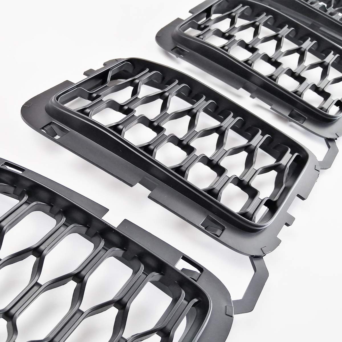 Matte Black Honeycomb Front Grill Inserts Mesh Grille for 2017-2022 Jeep Grand Cherokee - 7PCs Set | Off-Road Style Upgrade & Custom Look for SUV Enthusiasts