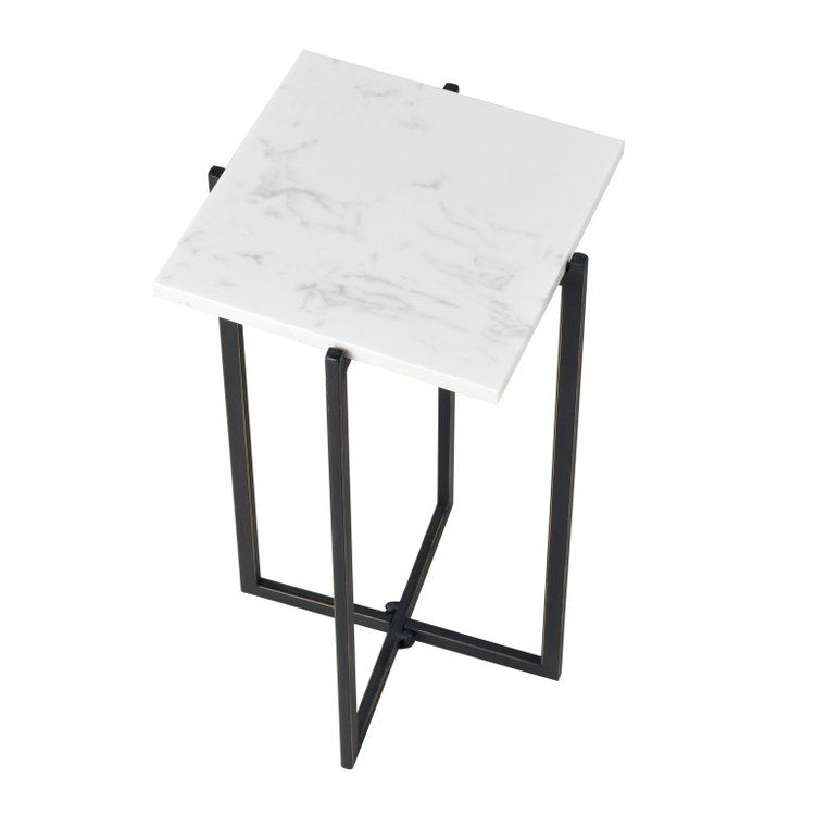 Lanier Square Accent Table - 10 x 18 Inch Black/White End Table - Perfect for Living Room, Bedroom or Office Decor