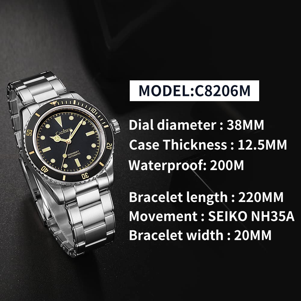 CADISEN Men's Automatic Watch with NH35 Movement - Waterproof Sapphire Crystal - Dress & Casual Watch for Business, Office, and Everyday Wear