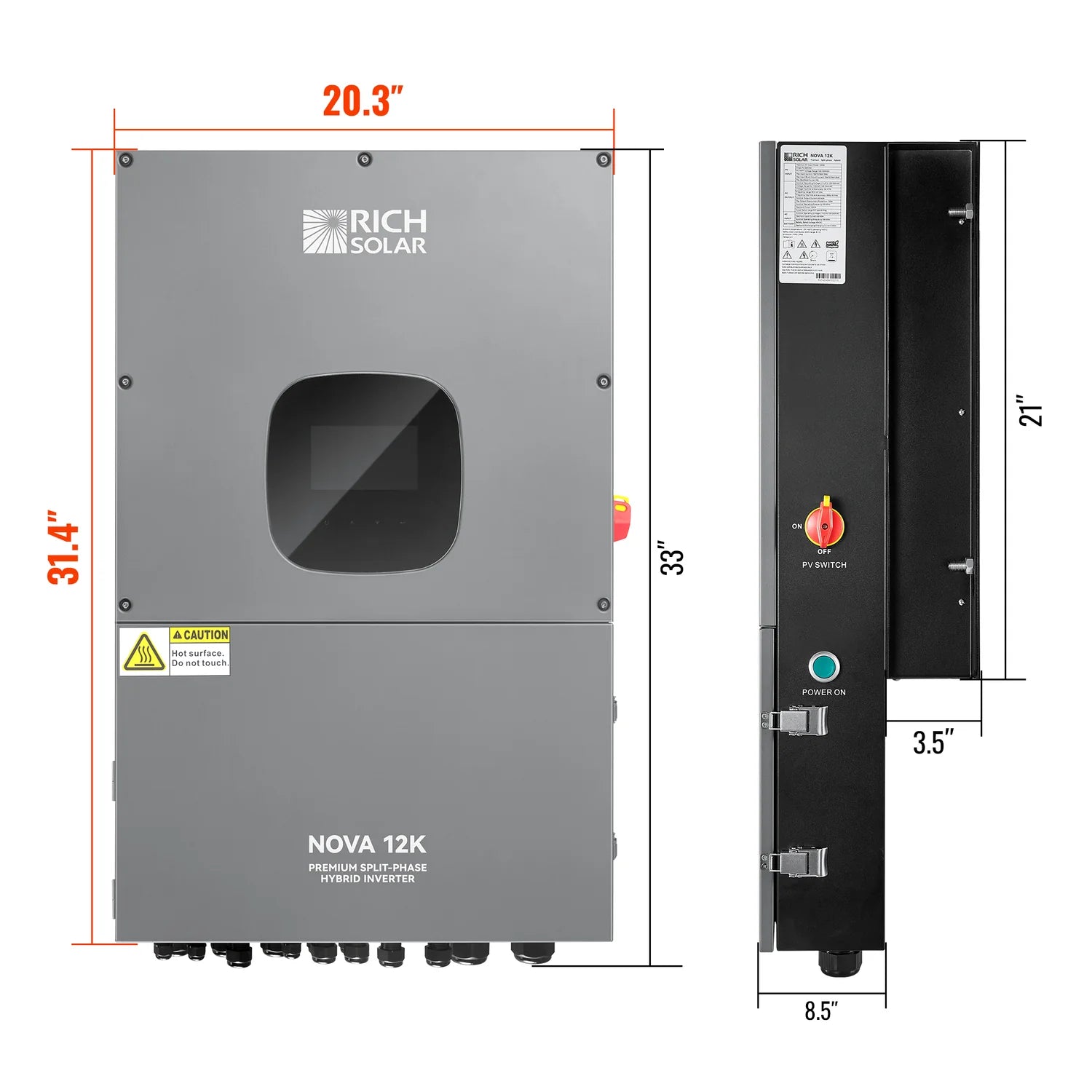 Rich Solar NOVA 12K PV Hybrid Inverter 48V 120/240V Split Phase – Solar Power System for Home & Off-Grid Use – Reliable Energy Backup for Emergencies & Power Outages