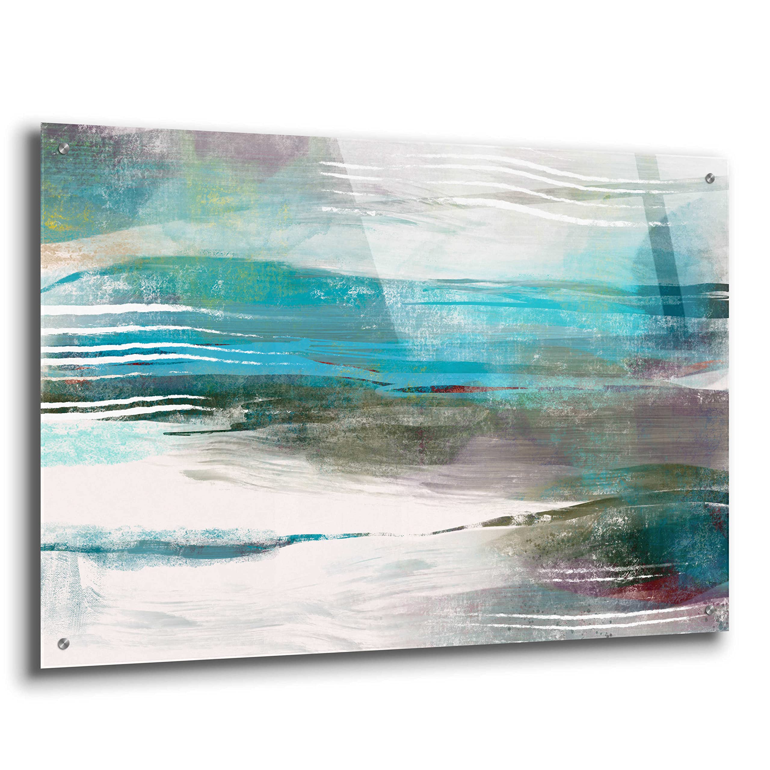 Delores Naskrent 'Water Flow' Acrylic Glass Wall Art - 36x24 Inches Modern Abstract Painting for Living Room, Bedroom & Office Decor