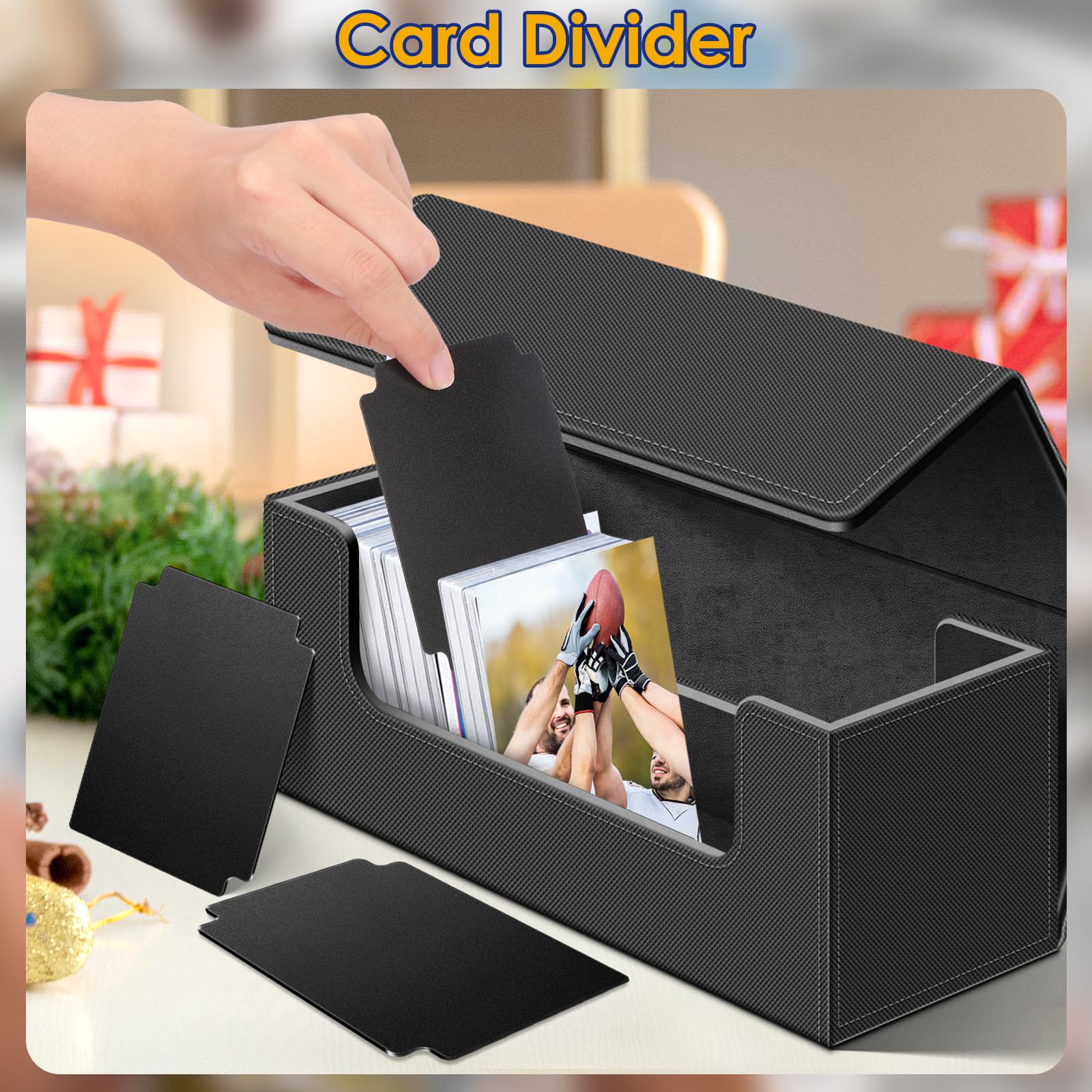 Premium 600-Capacity Leather Trading Card Storage Box with Magnetic Closure - Fits MTG, Pokemon, Sports & Standard Game Cards - Durable Black Deck Case for Collectors & Players - Perfect for Home, Travel & Tournaments