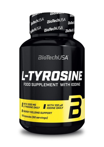 BioTechUSA L-Tyrosine 100 Capsules - Premium Amino Acid Supplement for Focus, Energy & Stress Relief - Ideal for Workouts, Study & Mental Clarity
