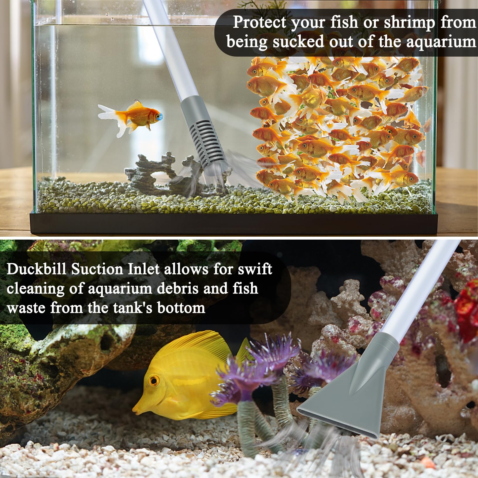 Ponpon Aquarium Gravel Cleaner - Manual Siphon Vacuum for Fish Tank Sand & Gravel Cleaning with Water Changer Function | Perfect for Freshwater & Saltwater Tank Maintenance
