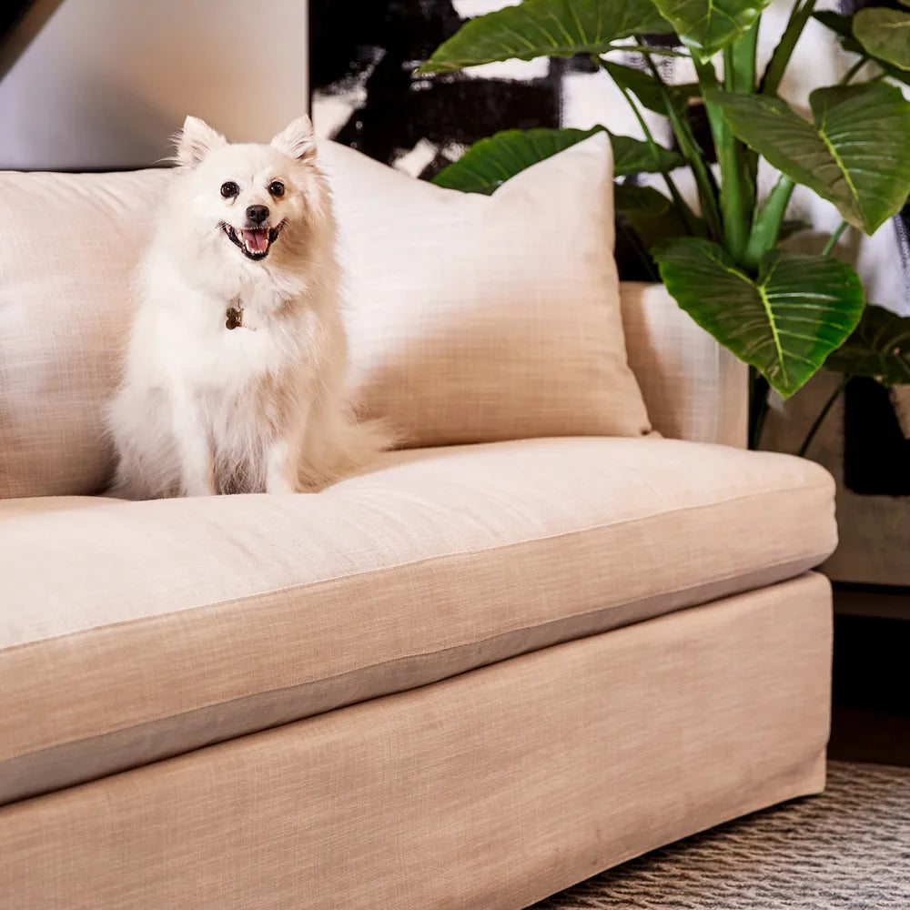 Birkshire Loose Cover 3-Seater Sofa in Off-White Linen Fabric | Removable Washable Slipcover | Perfect for Living Room, Lounge & Family Room Decor