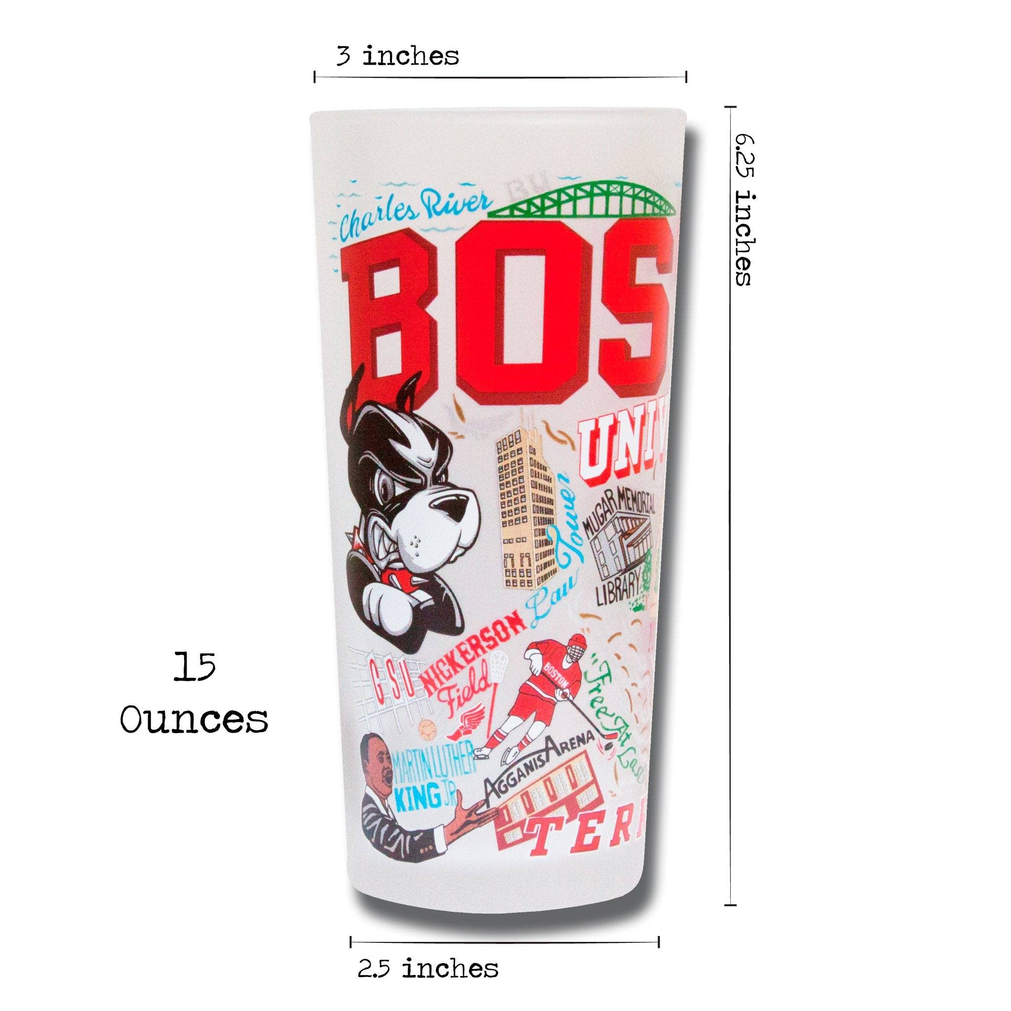 Boston University BU Alumni Glass Cup - 15oz Dishwasher Safe Tumbler for Coffee, Tea & Beverages | College Gift for Kitchen, Office & Dorm Use