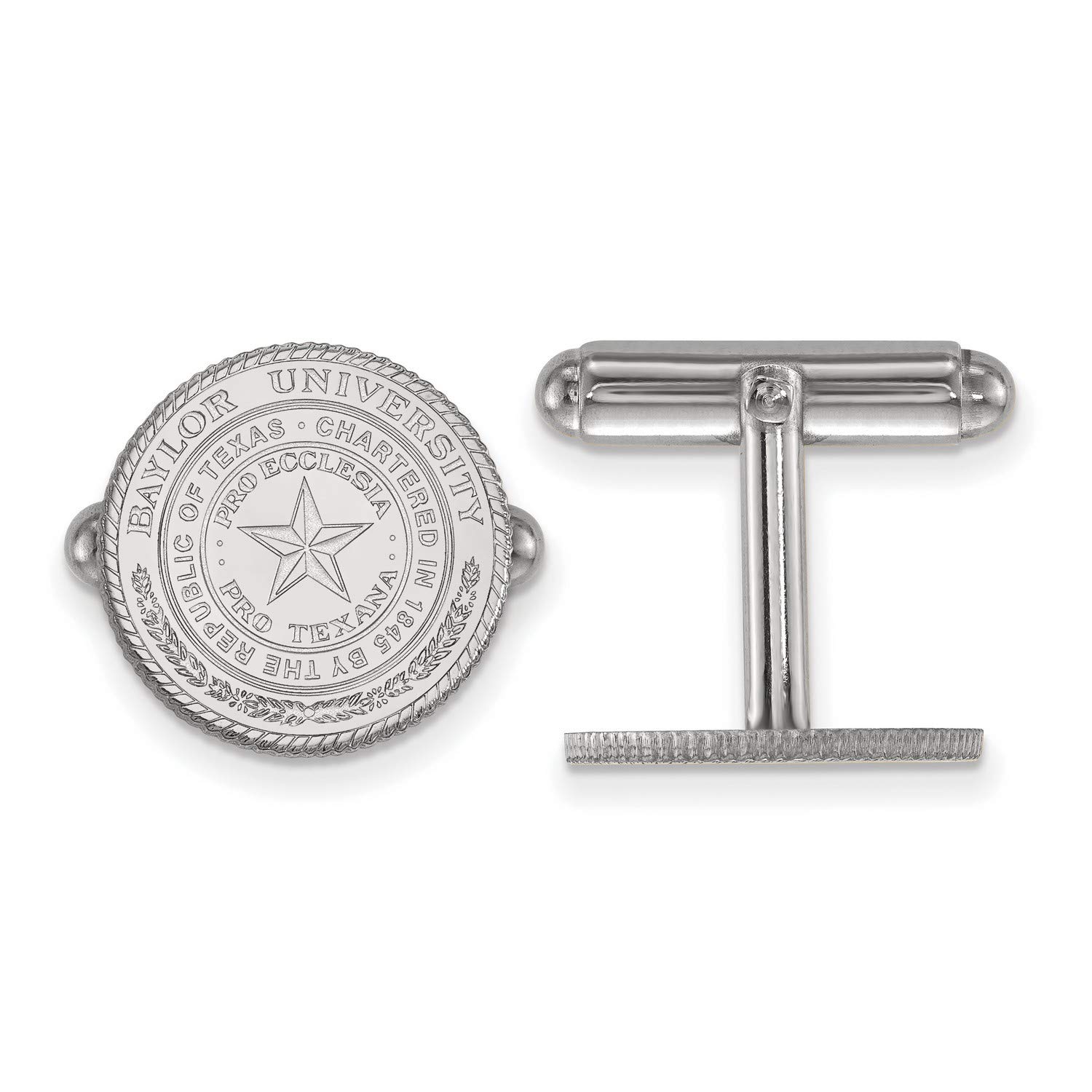 Baylor University Bears Official School Crest Cufflinks - .925 Sterling Silver 15x15mm - Perfect for Graduation, Alumni Events & Formal Occasions