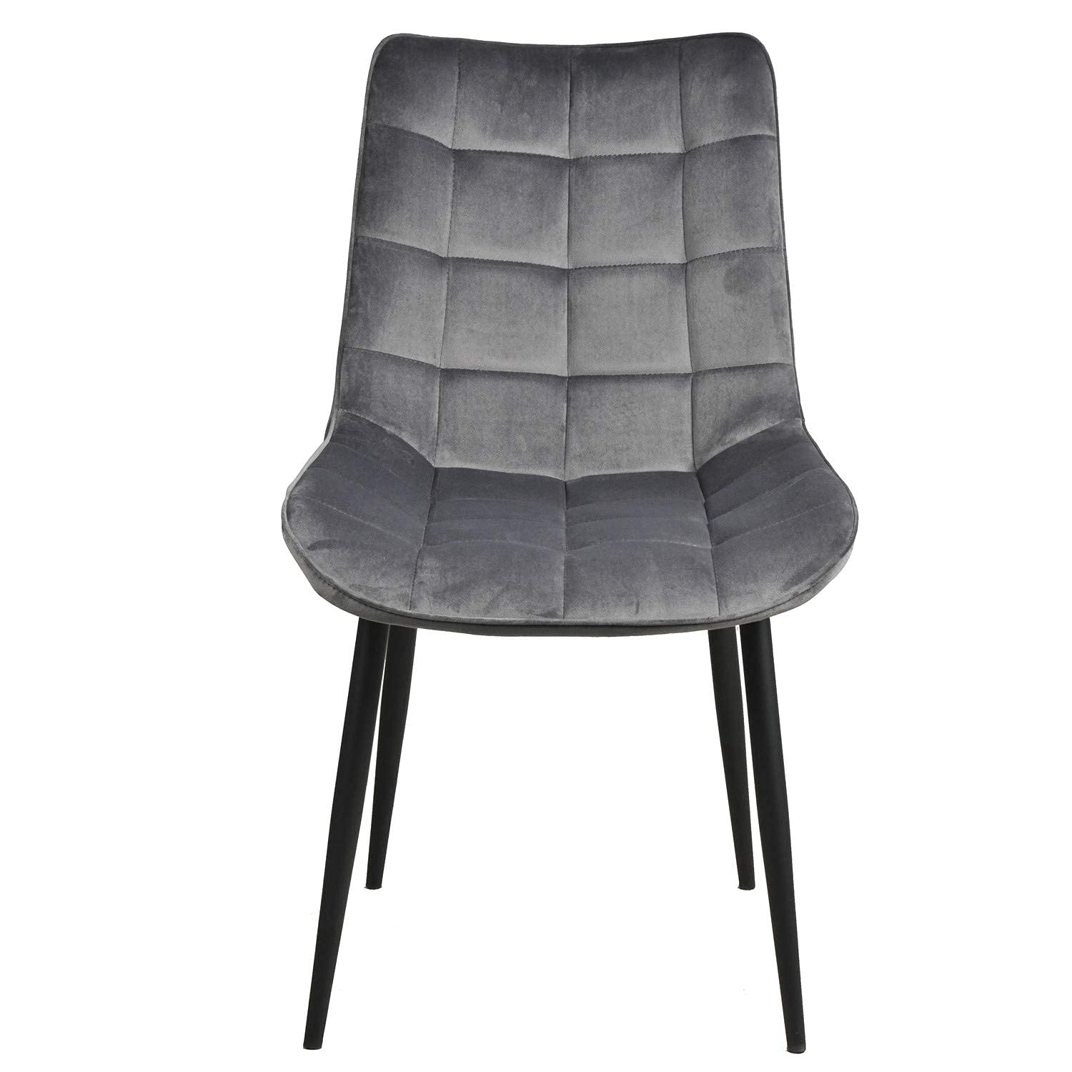 4-Piece Velvet Dining Chair Set - Upholstered Kitchen & Living Room Chairs with Cushioned Seats (Grey) - Perfect for Home, Restaurant, or Office Use