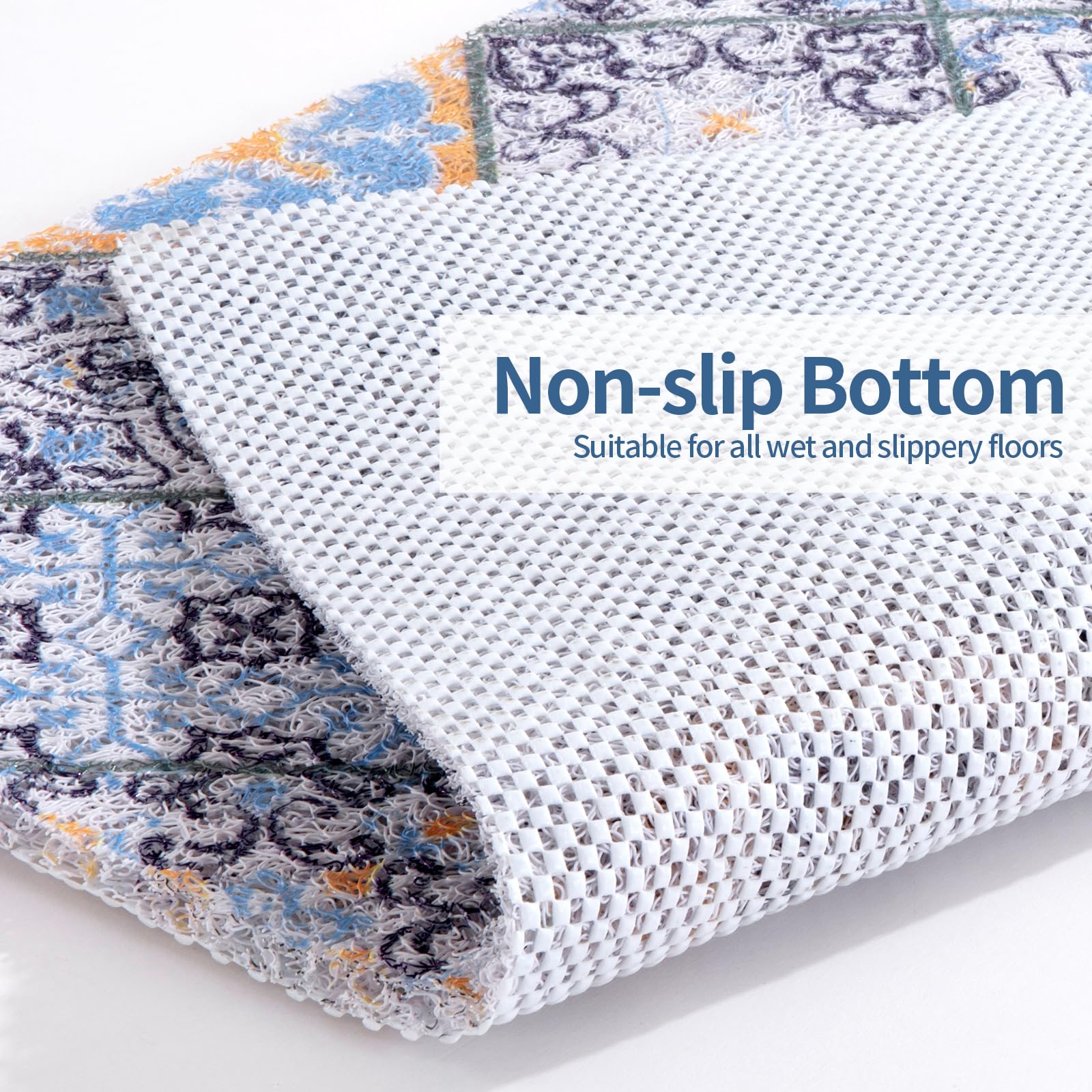 Non-Slip Square Shower Mat with Drain Hole - PVC Loofah Bath Mat for Shower Stall - Secure Anti-Slip Floor Mat for Bathroom, Spa & Wet Areas - Boho Style Home Decor