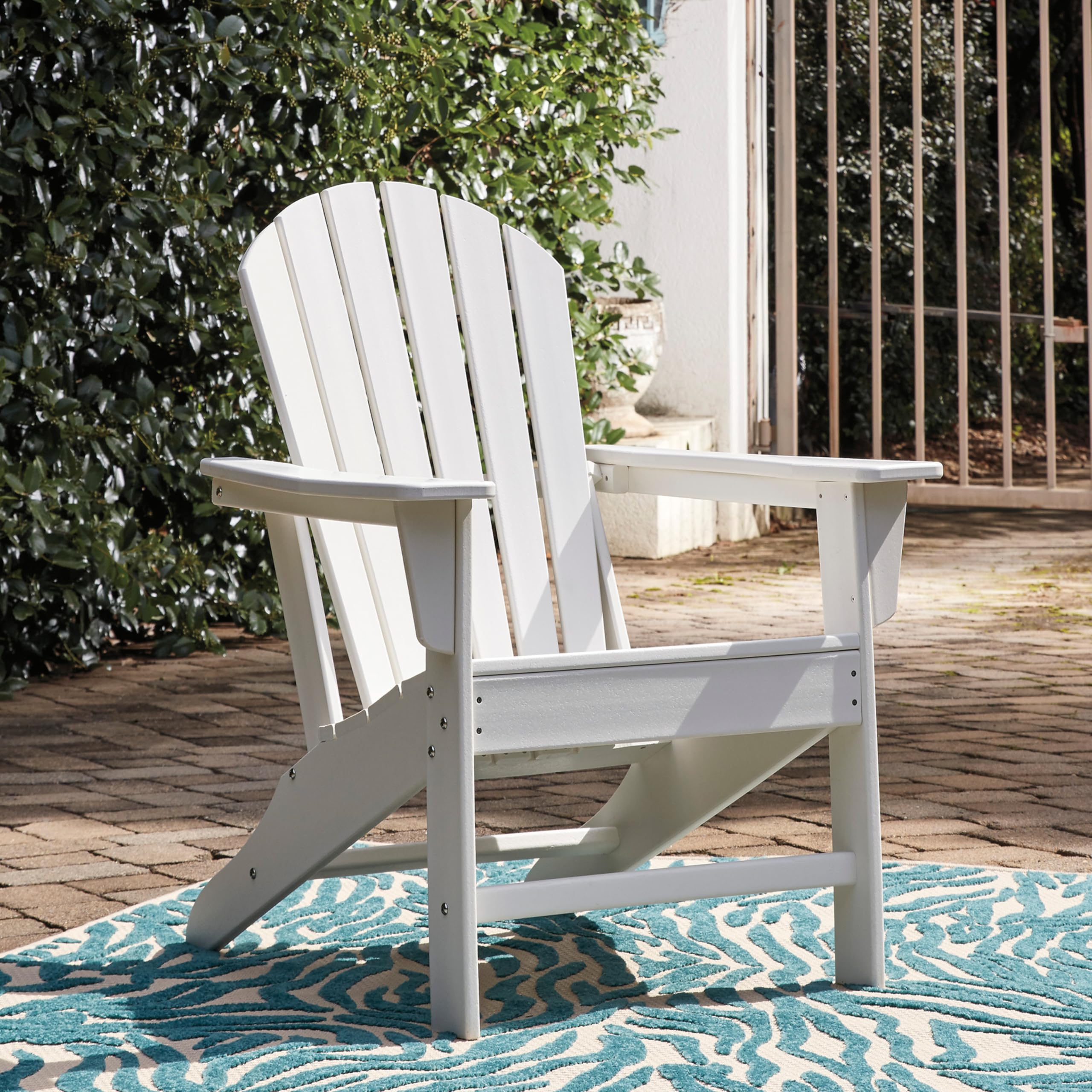 Signature Design by Ashley Sundown Treasure Outdoor Patio HDPE Weather Resistant Adirondack Chair in White - Perfect for Backyard, Garden, Poolside & Beach Relaxation