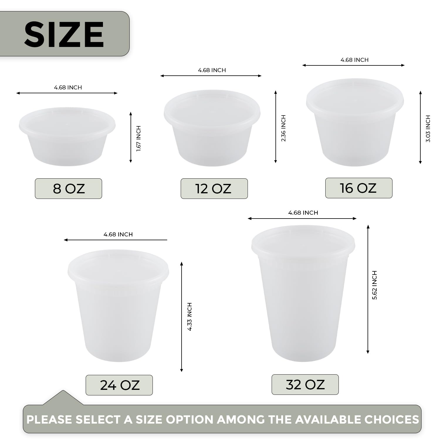Klex 8 Oz (12 Sets) BPA-Free Heavyweight Plastic Meal Prep Containers with Airtight Lids - Freezer, Dishwasher & Microwave Safe Round Food Storage Containers for Soup, Leftovers & Meal Prep | Ideal for Home, Office & Restaurant Use