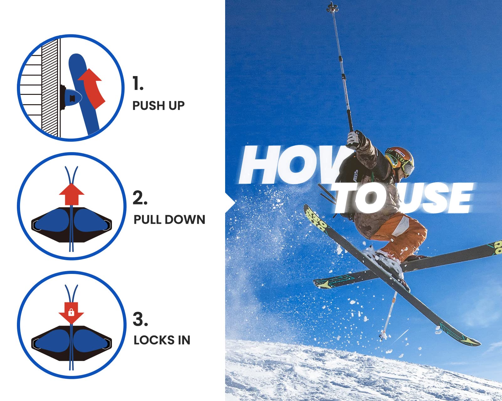 Ski & Snowboard Wall Rack - Garage Storage for Damage-Free Display (1 Pack)