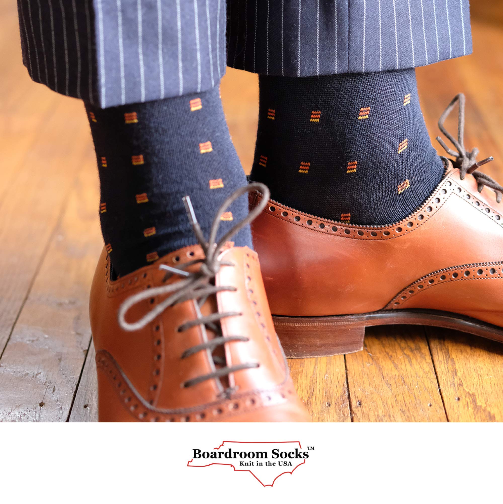 Premium Merino Wool Over-the-Calf Dress Socks for Men - Breathable & Comfortable Patterned Socks for Business, Office & Formal Occasions