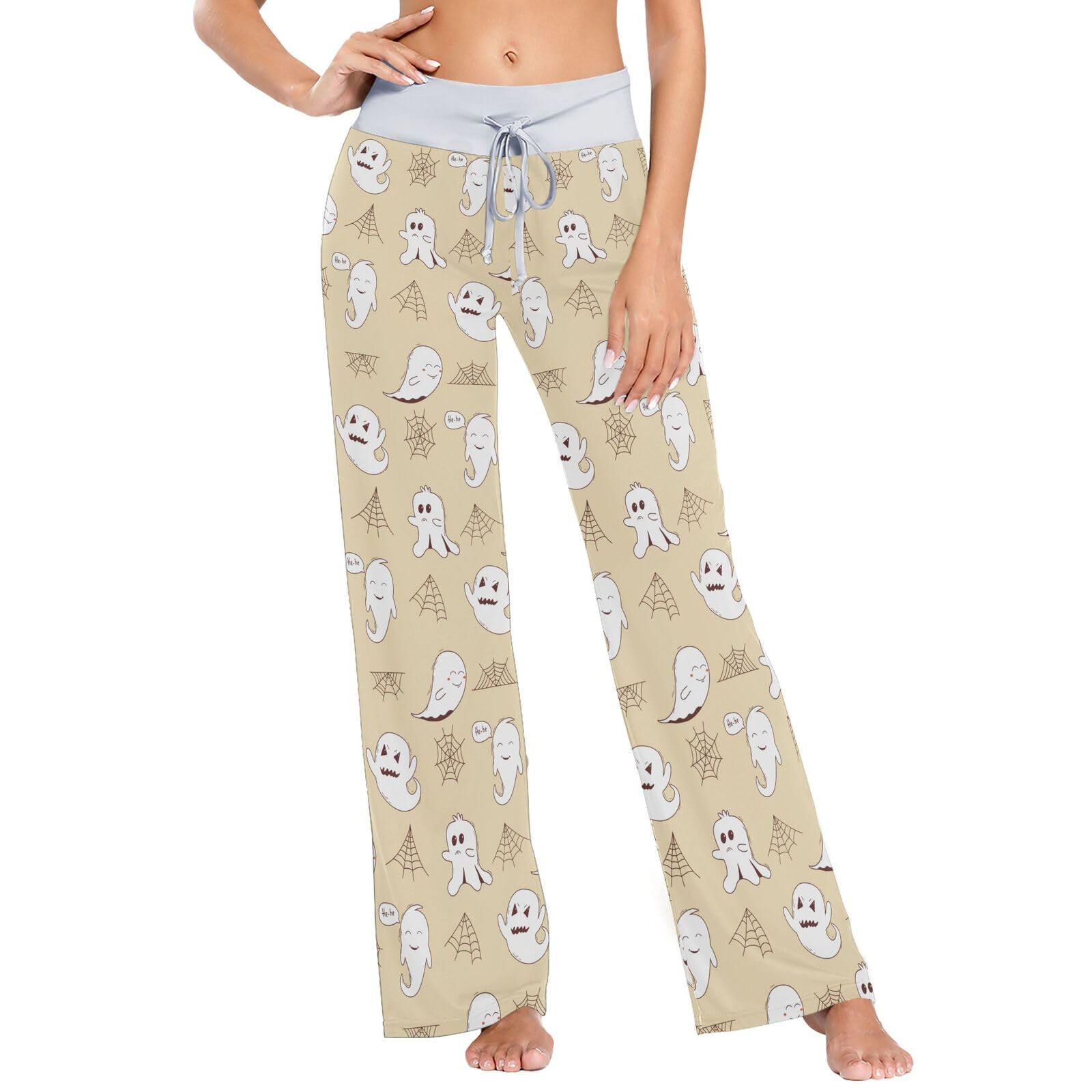 Ollabaky Women's Halloween Pajama Pants - Soft Wide Leg Sleep & Lounge Pants for Women - Cozy Loungewear for Home, Sleepovers, and Halloween Parties