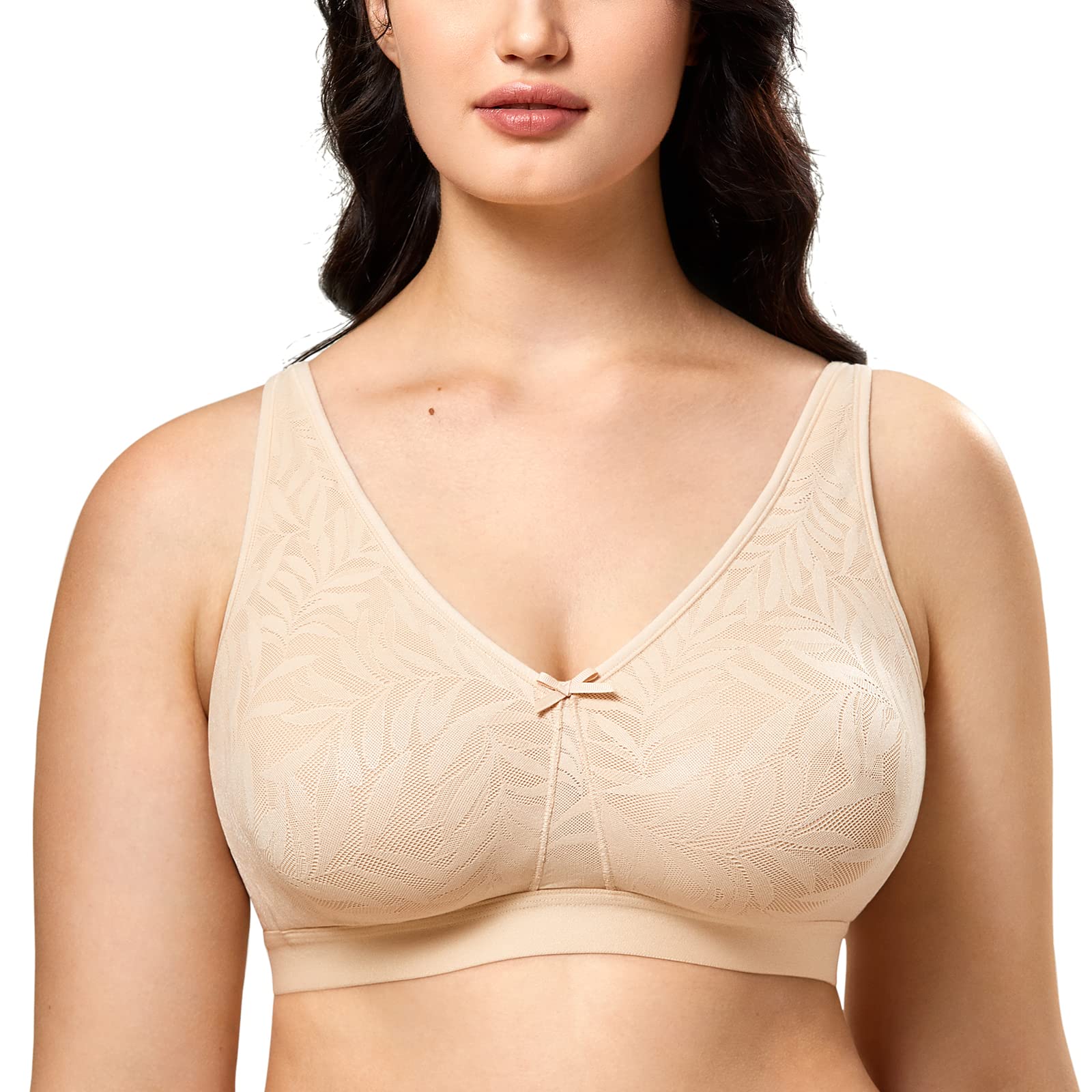 AISILIN Plus Size Wireless Bras for Women - Full Coverage Unlined Comfort Sleep Bra with Lace Design | Perfect for Everyday Wear, Lounge & Nighttime Comfort
