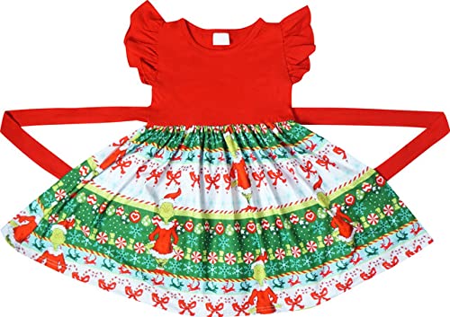 Adorable Baby & Toddler Girls Christmas Outfit Set - 2pc or 3pc Grinchmas Holiday Dress with Scarf | Perfect for Holiday Photos, Parties & Festive Family Gatherings
