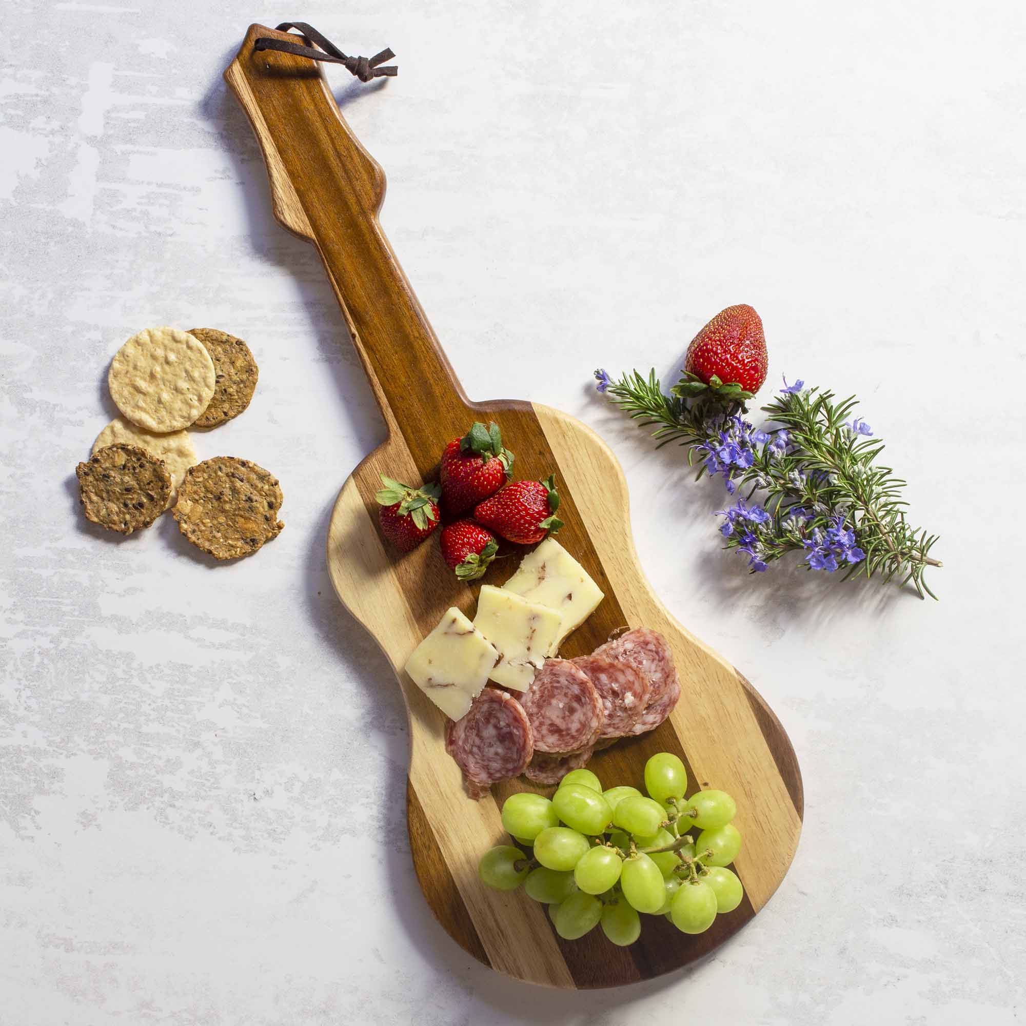 Rock & Branch® Shiplap Series Ukulele Cutting Board - Premium Wooden Charcuterie Board for Cheese, Fruits & Serving - Perfect for Kitchen, Party & Gift Giving