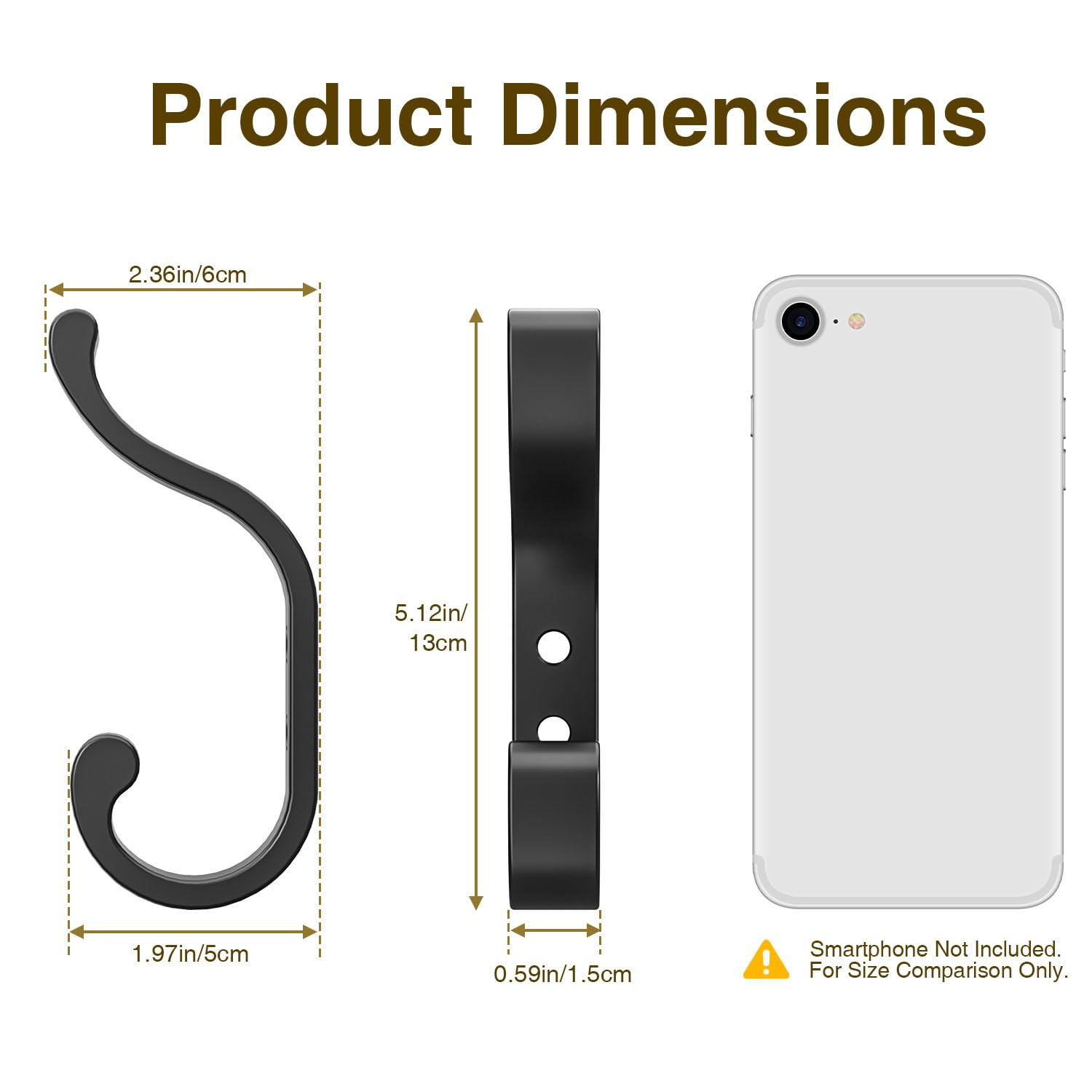 Heavy Duty Wall Mounted Coat Hooks 4-Pack - 30LB Capacity Hangers for Jackets, Hats, Towels, Backpacks & Keys - Durable Black Metal Hooks for Bedroom, Entryway, Bathroom & Garage Organization