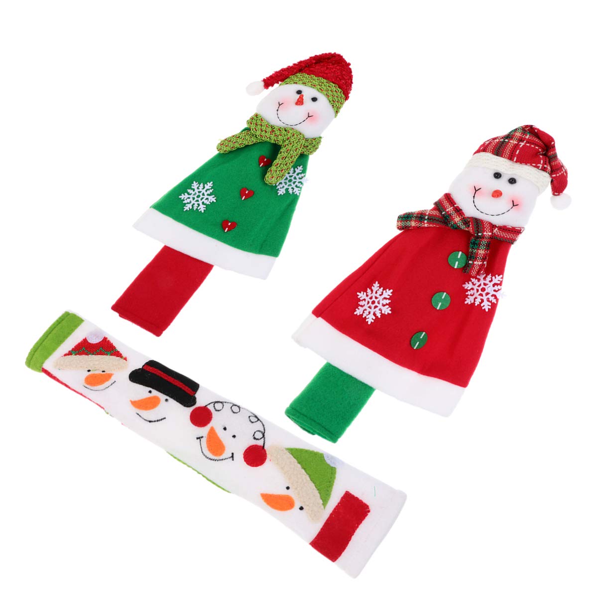 Beaupretty 3-Piece Christmas Refrigerator Handle Covers - Soft Winter Cloth Anti-Static Fridge Door Handle Protectors for Holiday Decor & Home Safety (Red/Green) - Perfect for Xmas Decorating, Kitchen Safety & Winter Home Protection