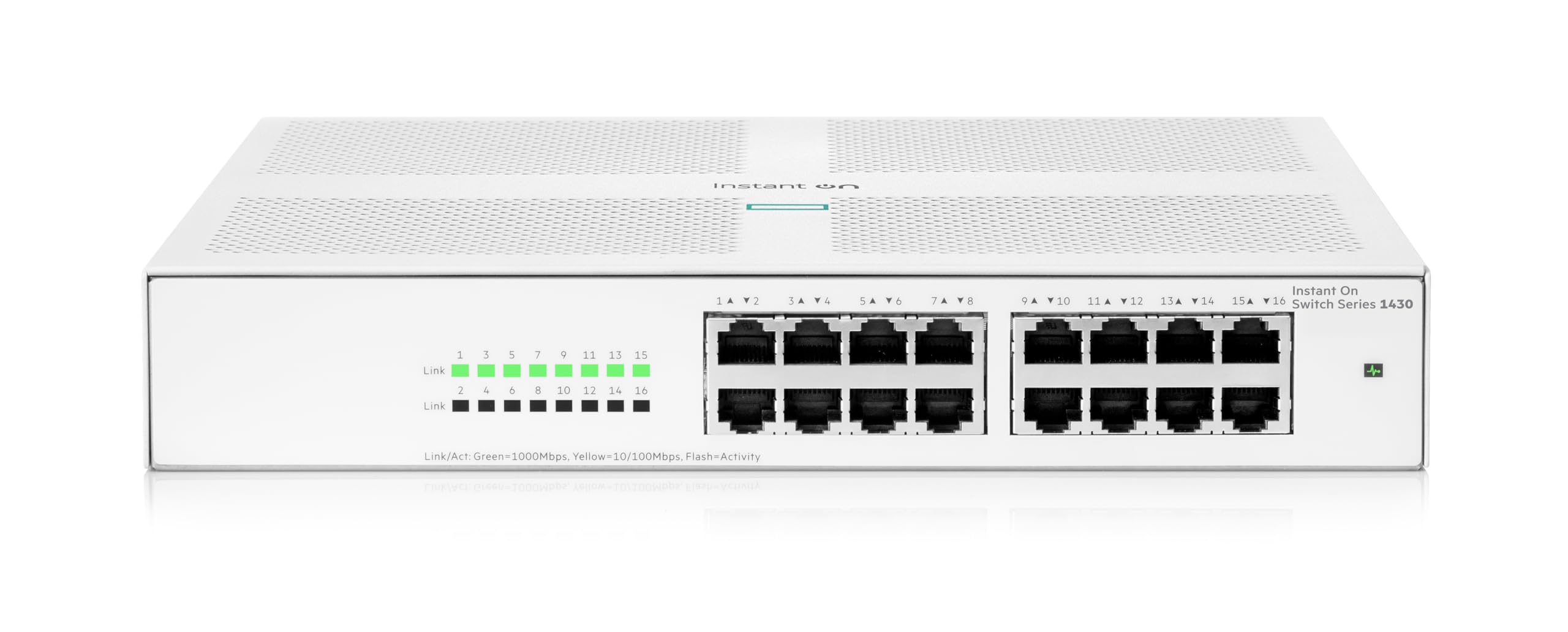 HPE Networking Instant On 1430 16-Port Gigabit Unmanaged Layer 2 Ethernet Switch | 16x 1G Ports | Fanless Design | Plug & Play | US Power Cord (R8R47A#ABA) | Ideal for Small Business & Home Office Networks