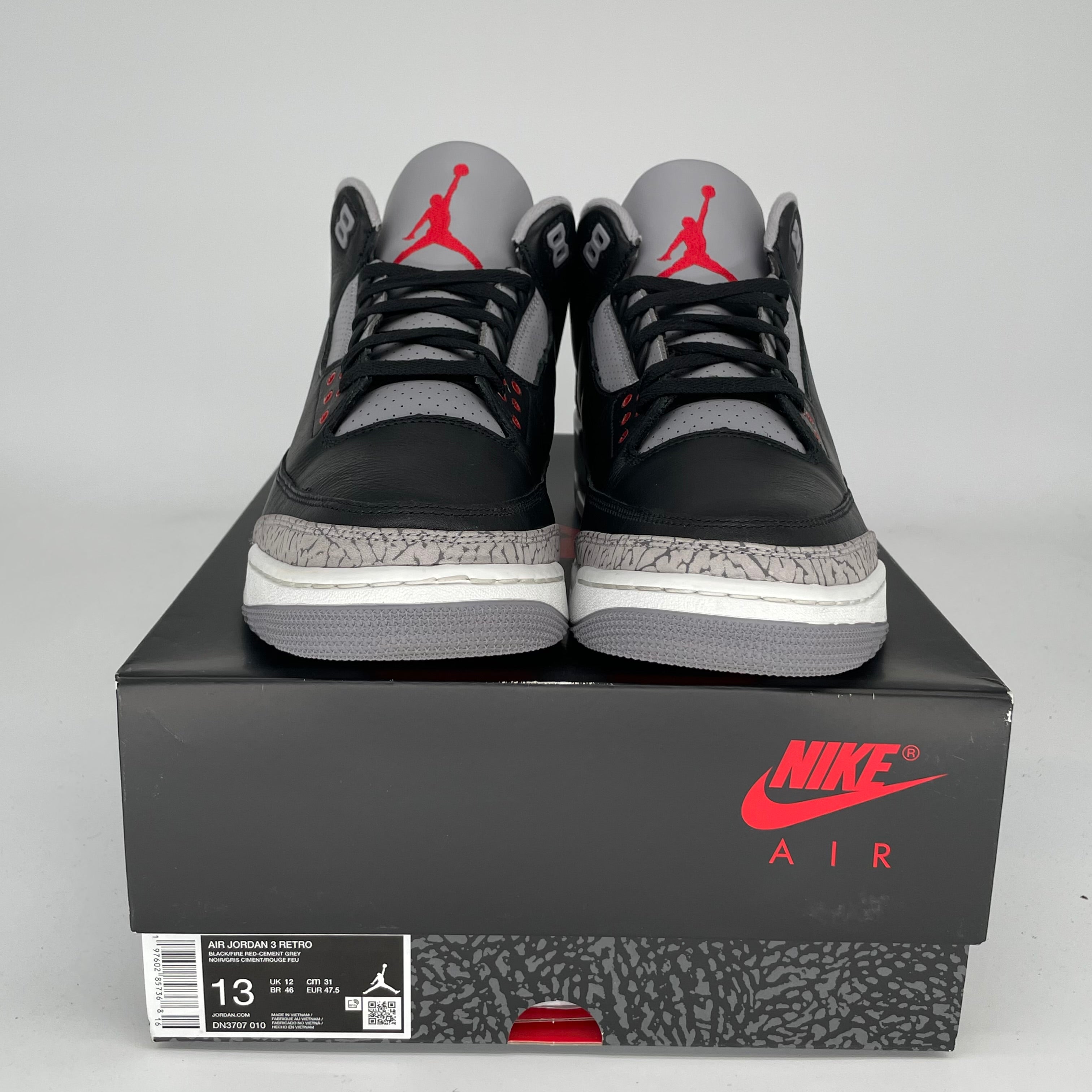 Original Air Jordan 3 Retro 'Black Cement' Men's Basketball Shoes - Size 13 (DN3707-010) | Authentic Nike Sneakers for Streetwear, Casual & Basketball Performance
