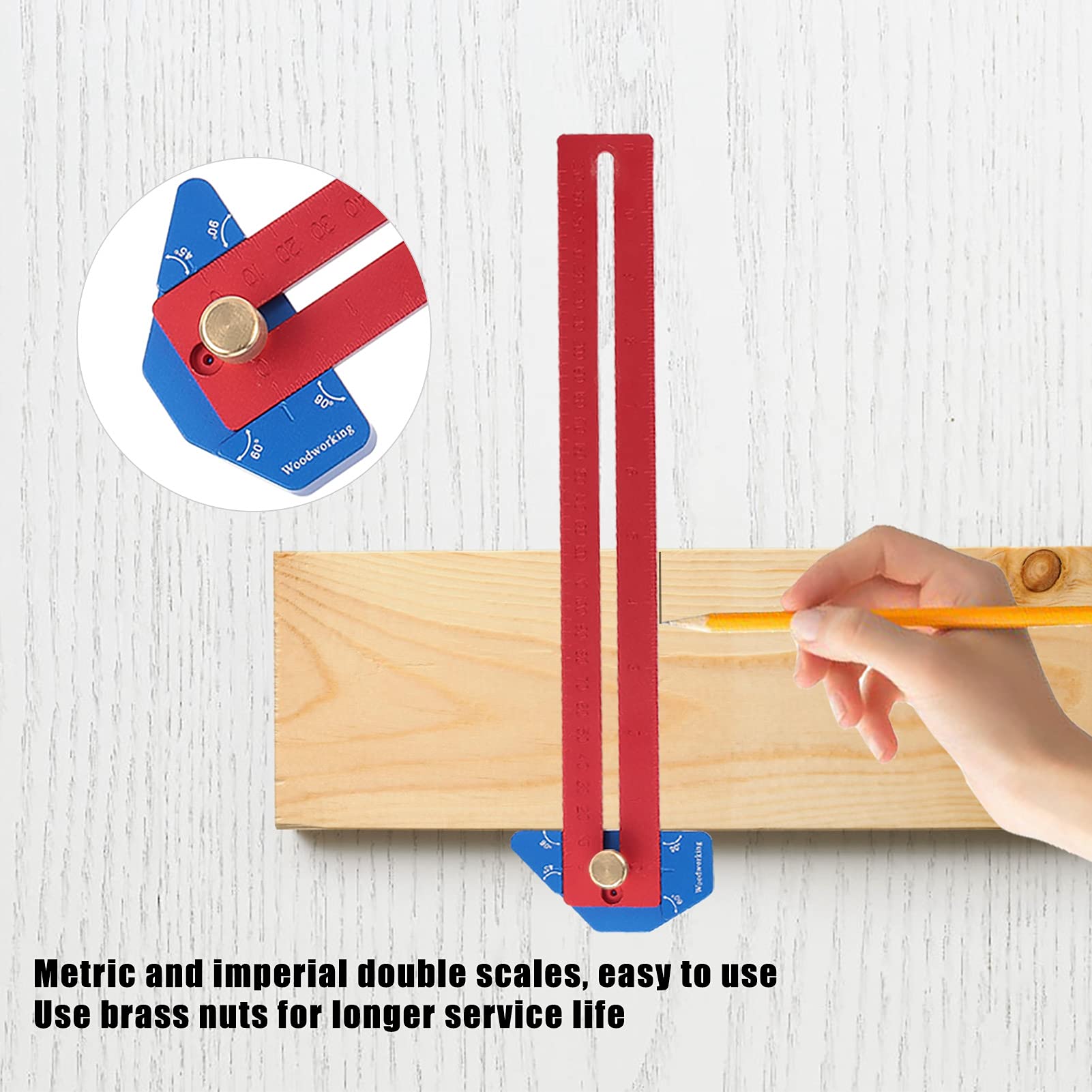Hilitand 270mm Aluminum Alloy Woodworking Scriber - Precision Marking Gauge & Angled Ruler for Carpentry, DIY Projects, and Wood Crafting