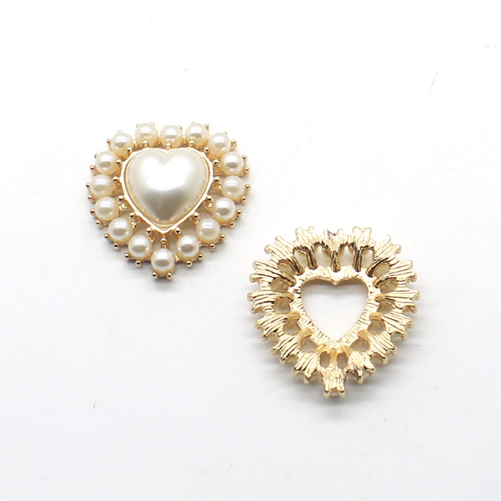 10pcs Heart Pearl Alloy Buttons for Clothing DIY, Women's Hair Accessories & Wedding Decor - Perfect for Dressmaking, Scrapbooking & Bridal Party Favors