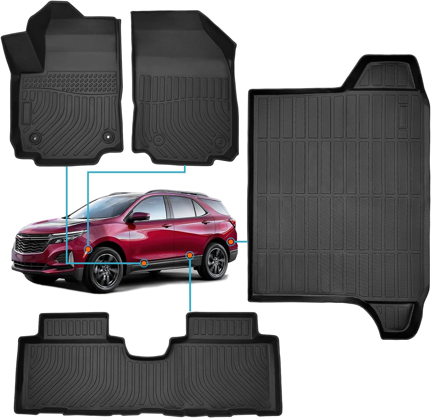 Premium All-Weather Floor Mats & Cargo Liner for Chevy Equinox 2018-2024 & GMC Terrain 2018-2024 - Waterproof Trunk Mat, Custom Fit Interior Accessories - Perfect for Road Trips, Daily Commute & Outdoor Adventures