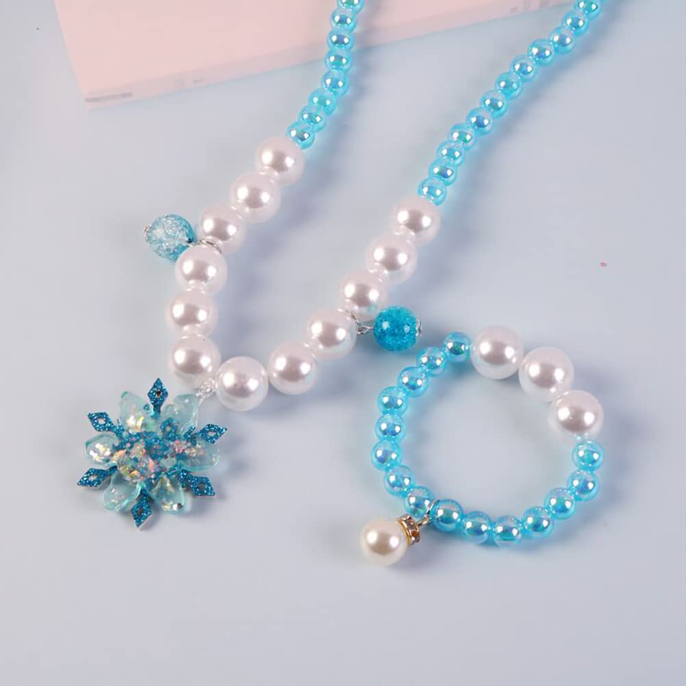 Princess Elsa Cosplay Wig Set - Long Braided Hair with Necklace, Bracelet, Earrings & Hair Clips | Disney Frozen Dress Up Costume Accessories for Girls Birthday & Halloween Parties