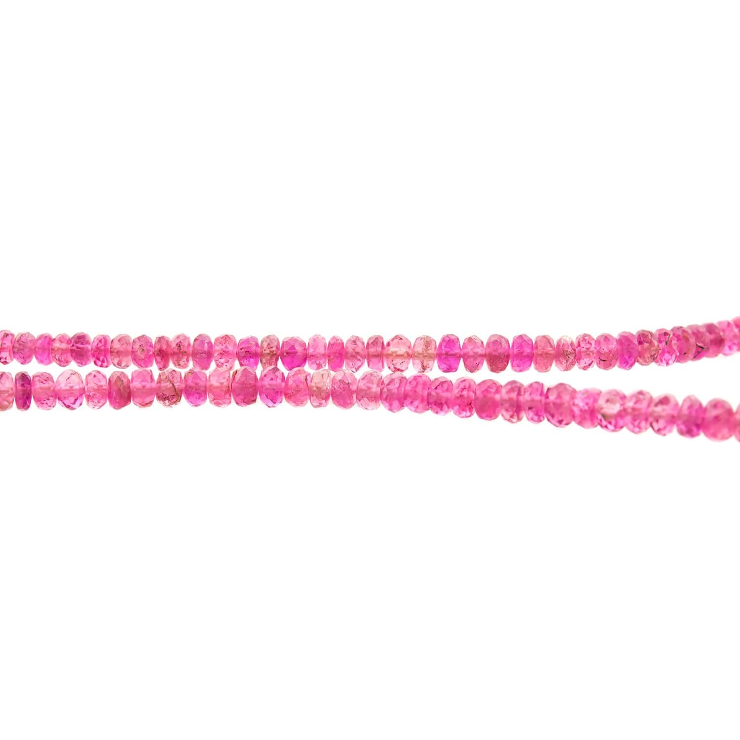 14K Gold Pink Tourmaline Rondelle Bead Necklace for Women - Elegant Dainty Jewelry Gift for Birthday, Anniversary & Valentine's Day