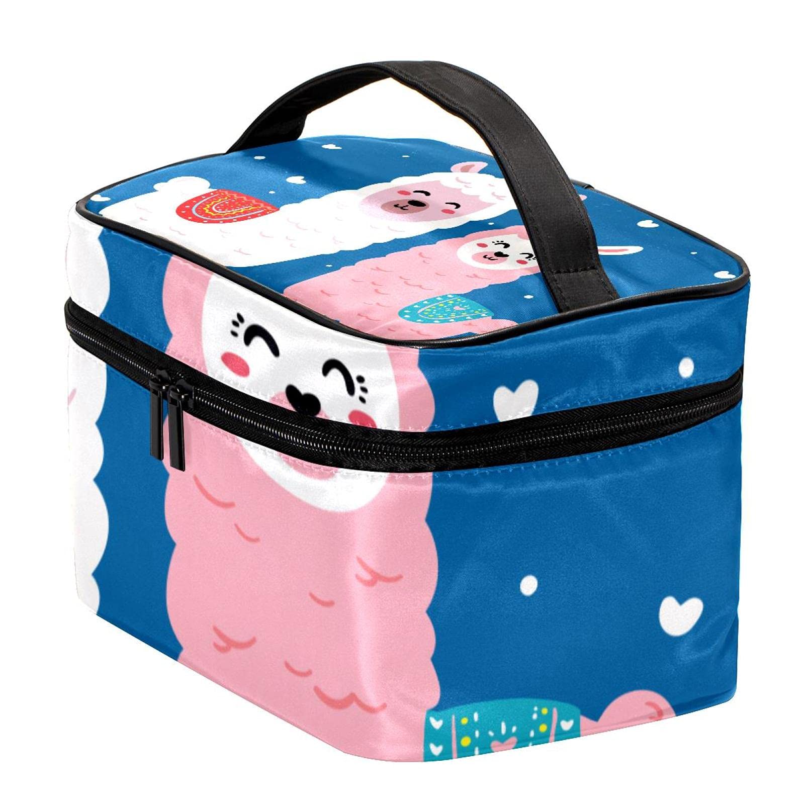 Cute Cartoon Alpaca & Llama Travel Makeup Bag - Large Cosmetic Organizer with Zipper for Women & Girls | Perfect for Travel, Gym, and Daily Makeup Storage